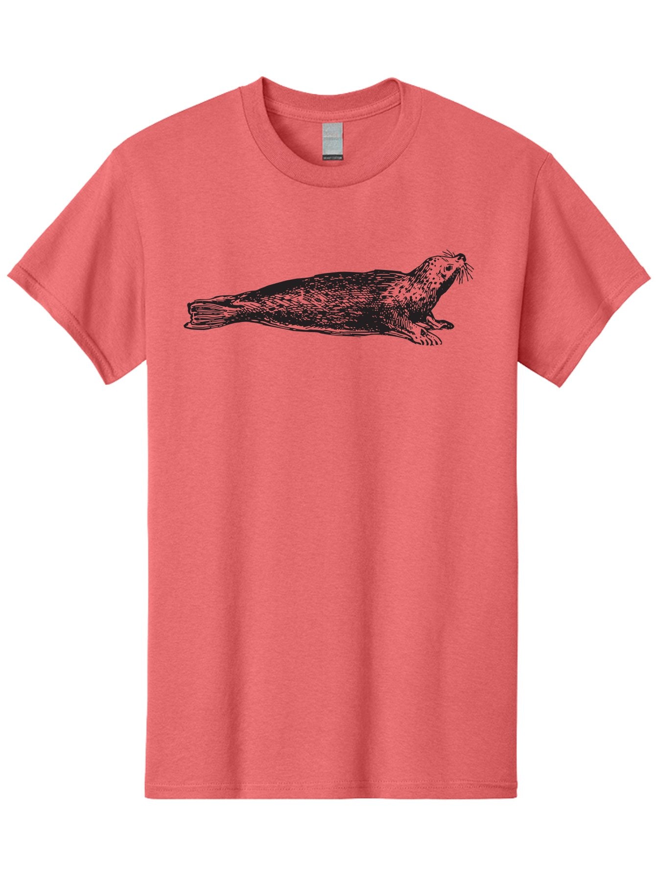 Seal Men'S Graphic Tee, 100% Cotton, Comfortable Casual Summer Wear, Machine Washable, Seal Illustration, Marine Mammal, Ocean Creature, Wildlife Art, Fur Texture, Whiskers, Fins, Hand-Drawn Style, Black Lines Aad946 6