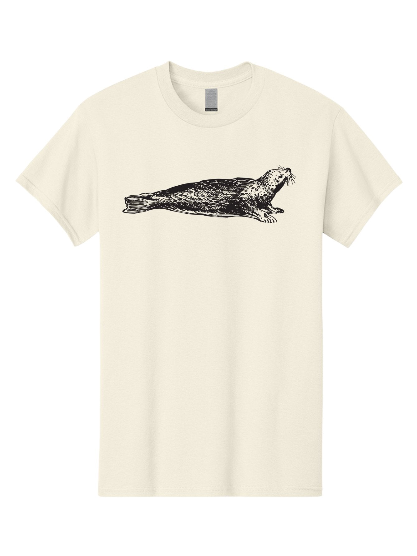 Seal Men'S Graphic Tee, 100% Cotton, Comfortable Casual Summer Wear, Machine Washable, Seal Illustration, Marine Mammal, Ocean Creature, Wildlife Art, Fur Texture, Whiskers, Fins, Hand-Drawn Style, Black Lines Aad946 8
