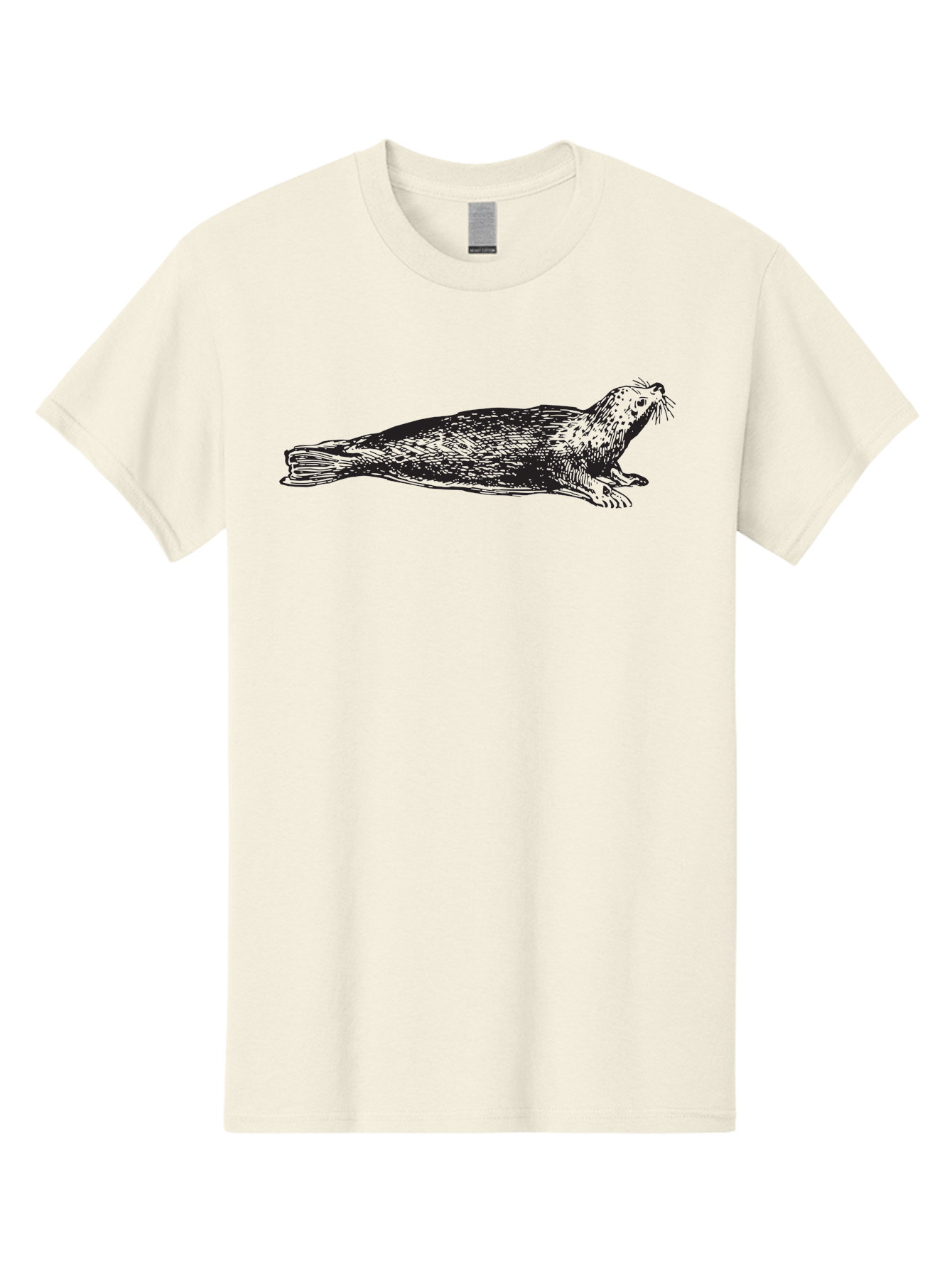 Seal Men'S Graphic Tee, 100% Cotton, Comfortable Casual Summer Wear, Machine Washable, Seal Illustration, Marine Mammal, Ocean Creature, Wildlife Art, Fur Texture, Whiskers, Fins, Hand-Drawn Style, Black Lines Aad946 11