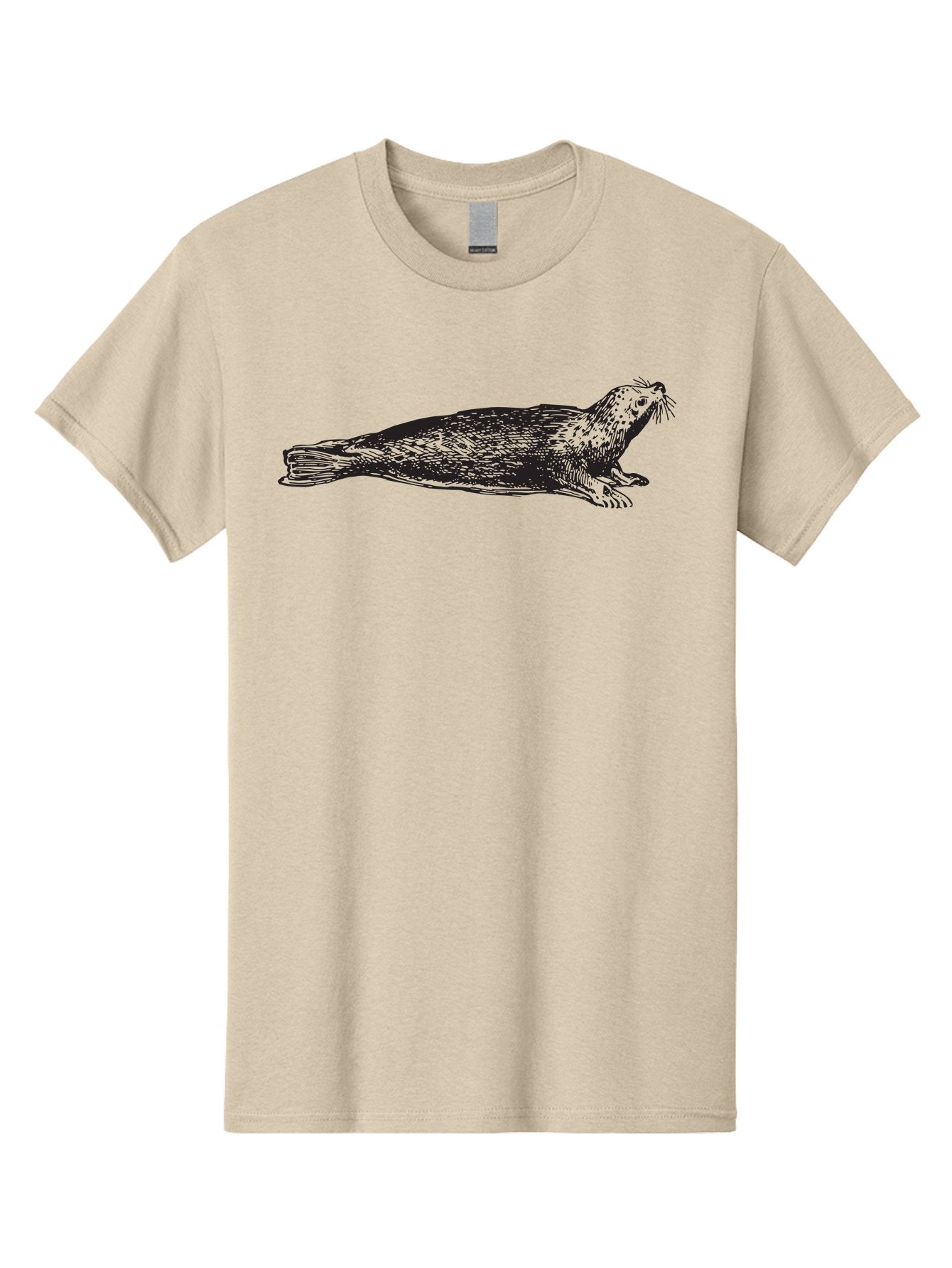 Seal Men'S Graphic Tee, 100% Cotton, Comfortable Casual Summer Wear, Machine Washable, Seal Illustration, Marine Mammal, Ocean Creature, Wildlife Art, Fur Texture, Whiskers, Fins, Hand-Drawn Style, Black Lines Aad946 10