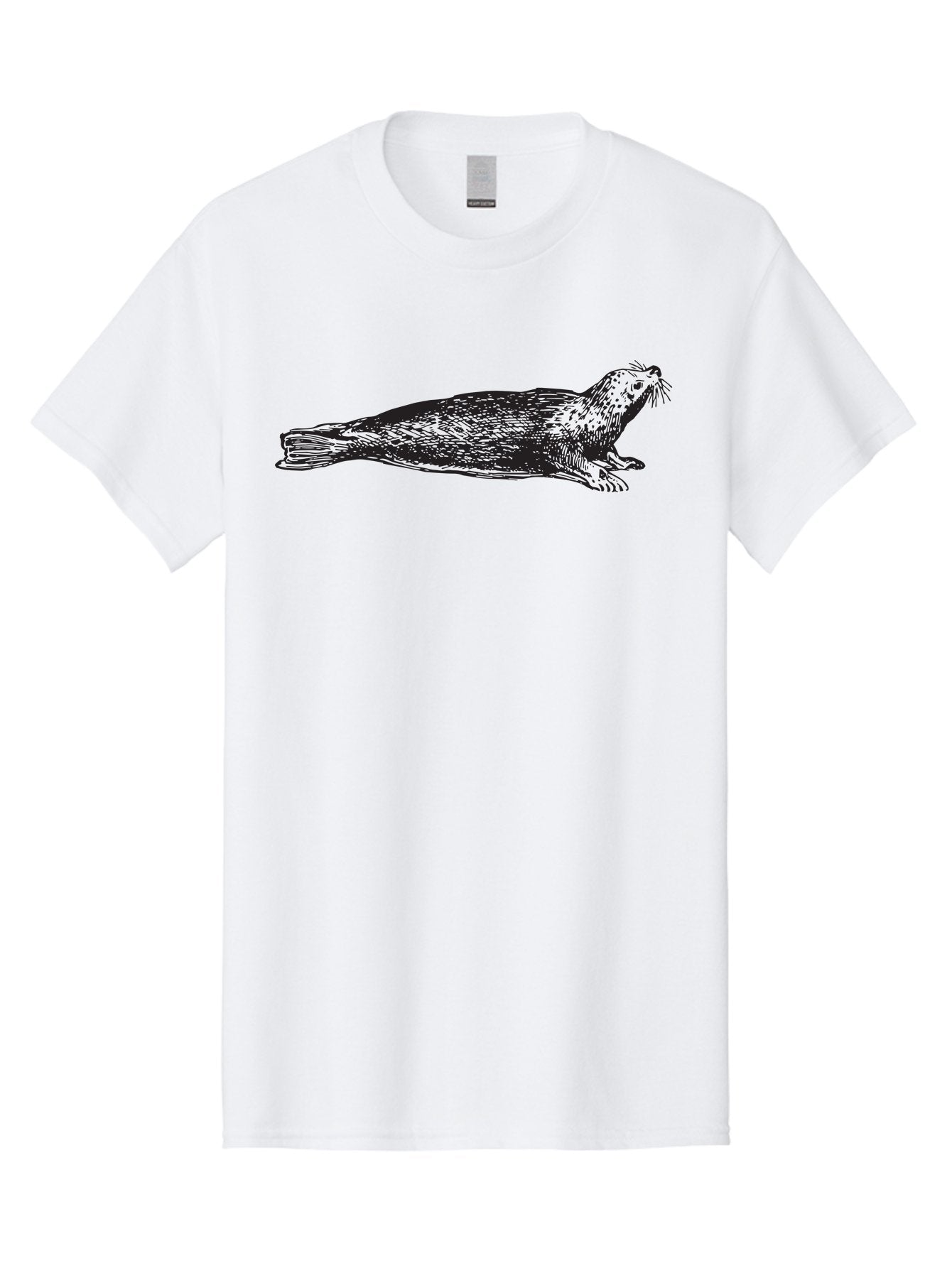 Seal Men'S Graphic Tee, 100% Cotton, Comfortable Casual Summer Wear, Machine Washable, Seal Illustration, Marine Mammal, Ocean Creature, Wildlife Art, Fur Texture, Whiskers, Fins, Hand-Drawn Style, Black Lines Aad946 15