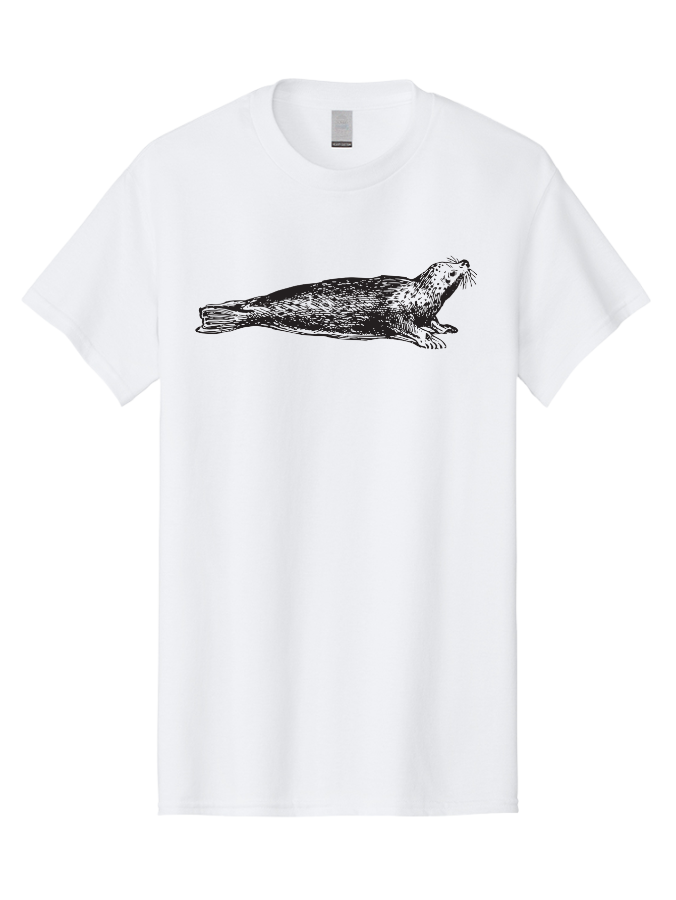 Seal Men'S Graphic Tee, 100% Cotton, Comfortable Casual Summer Wear, Machine Washable, Seal Illustration, Marine Mammal, Ocean Creature, Wildlife Art, Fur Texture, Whiskers, Fins, Hand-Drawn Style, Black Lines Aad946