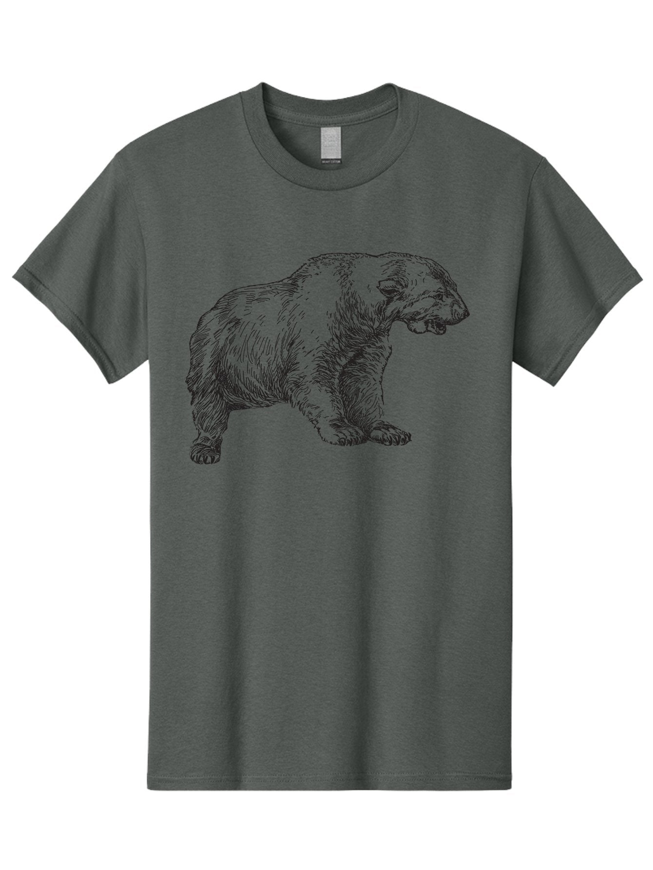 Short-Faced-Bear Men'S Graphic Tee, 100% Cotton, Comfortable Casual Summer Wear, Machine Washable, Lion Illustration, Vintage Drawing, Wildlife Art, Detailed Sketch, Animal Portrait, Furry Texture, Roaring Lion, Classic Artwork Aad947 3