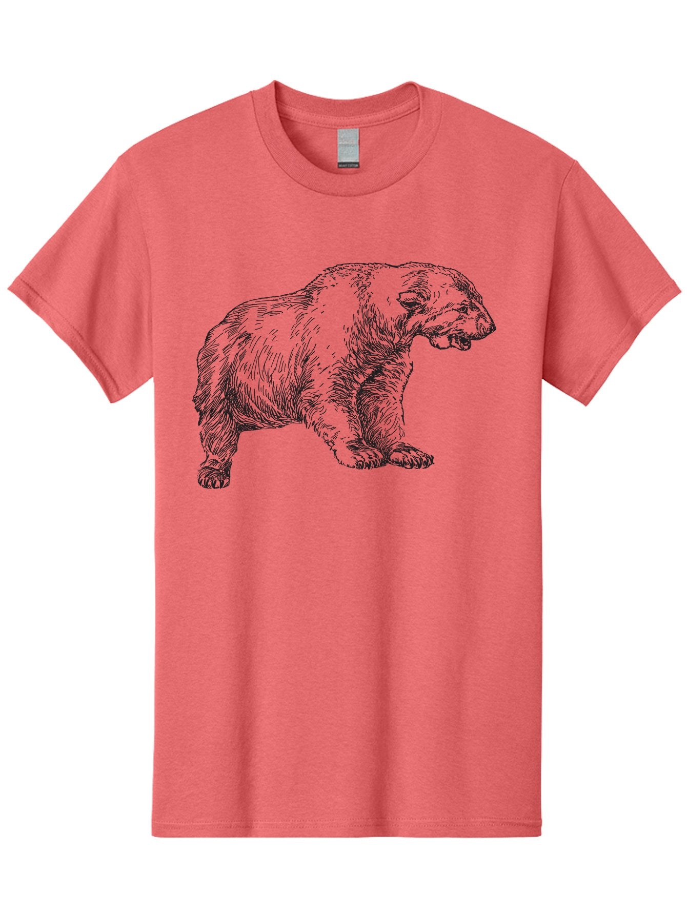 Short-Faced-Bear Men'S Graphic Tee, 100% Cotton, Comfortable Casual Summer Wear, Machine Washable, Lion Illustration, Vintage Drawing, Wildlife Art, Detailed Sketch, Animal Portrait, Furry Texture, Roaring Lion, Classic Artwork Aad947 12