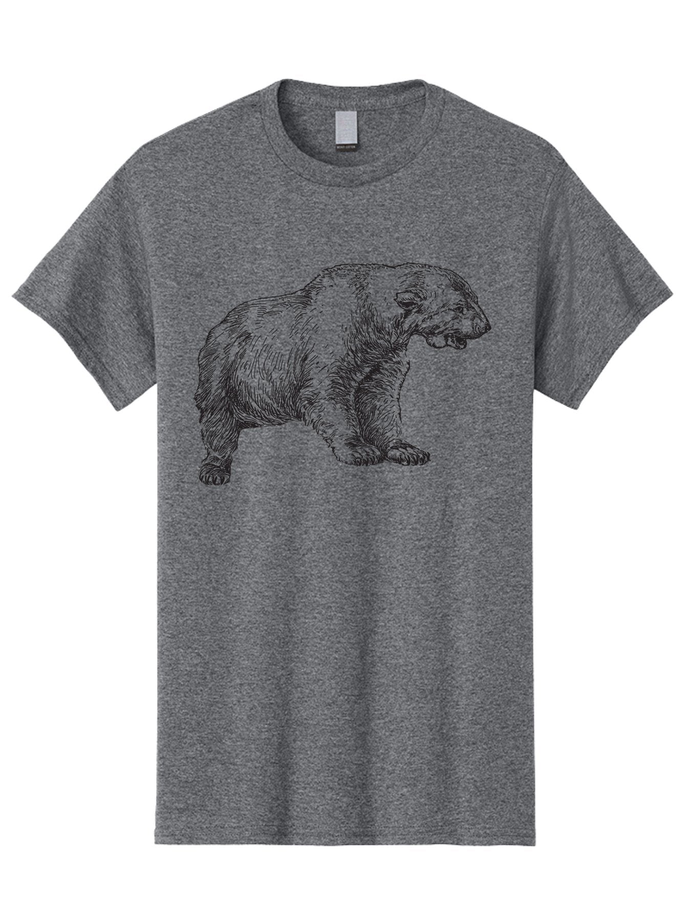 Short-Faced-Bear Men'S Graphic Tee, 100% Cotton, Comfortable Casual Summer Wear, Machine Washable, Lion Illustration, Vintage Drawing, Wildlife Art, Detailed Sketch, Animal Portrait, Furry Texture, Roaring Lion, Classic Artwork Aad947