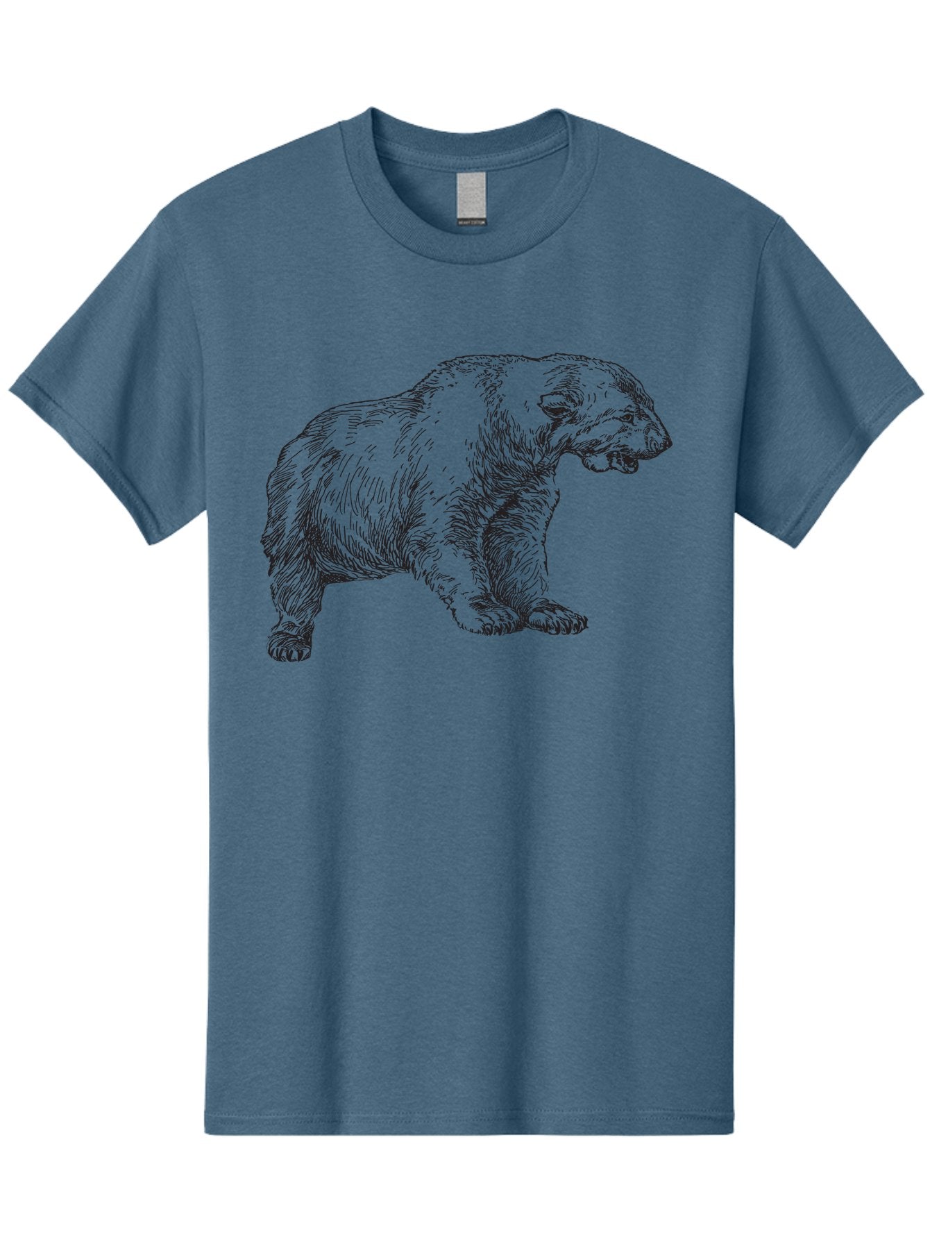 Short-Faced-Bear Men'S Graphic Tee, 100% Cotton, Comfortable Casual Summer Wear, Machine Washable, Lion Illustration, Vintage Drawing, Wildlife Art, Detailed Sketch, Animal Portrait, Furry Texture, Roaring Lion, Classic Artwork Aad947 4