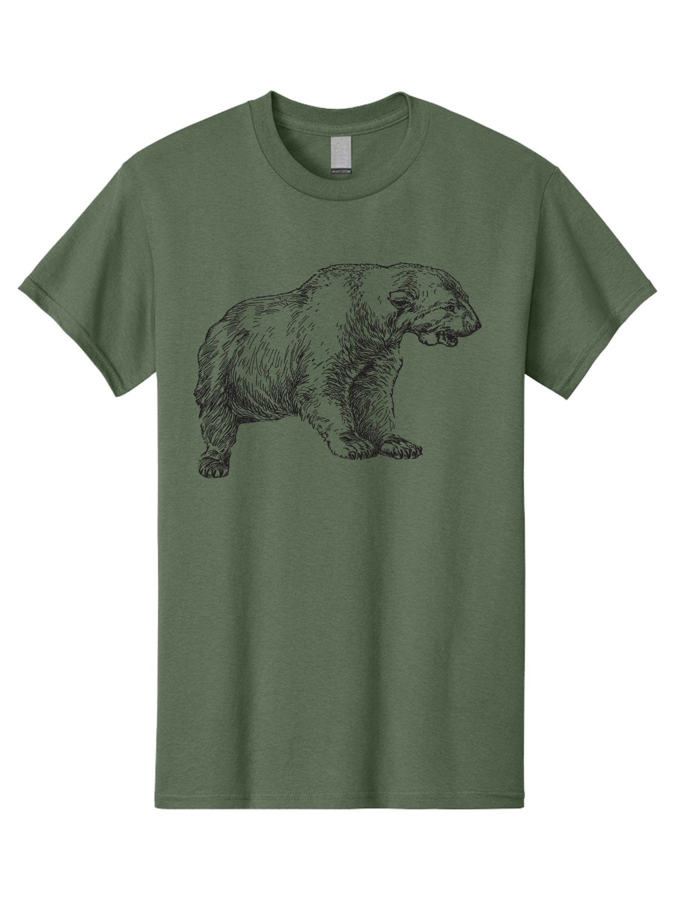 Short-Faced-Bear Men'S Graphic Tee, 100% Cotton, Comfortable Casual Summer Wear, Machine Washable, Lion Illustration, Vintage Drawing, Wildlife Art, Detailed Sketch, Animal Portrait, Furry Texture, Roaring Lion, Classic Artwork Aad947 10