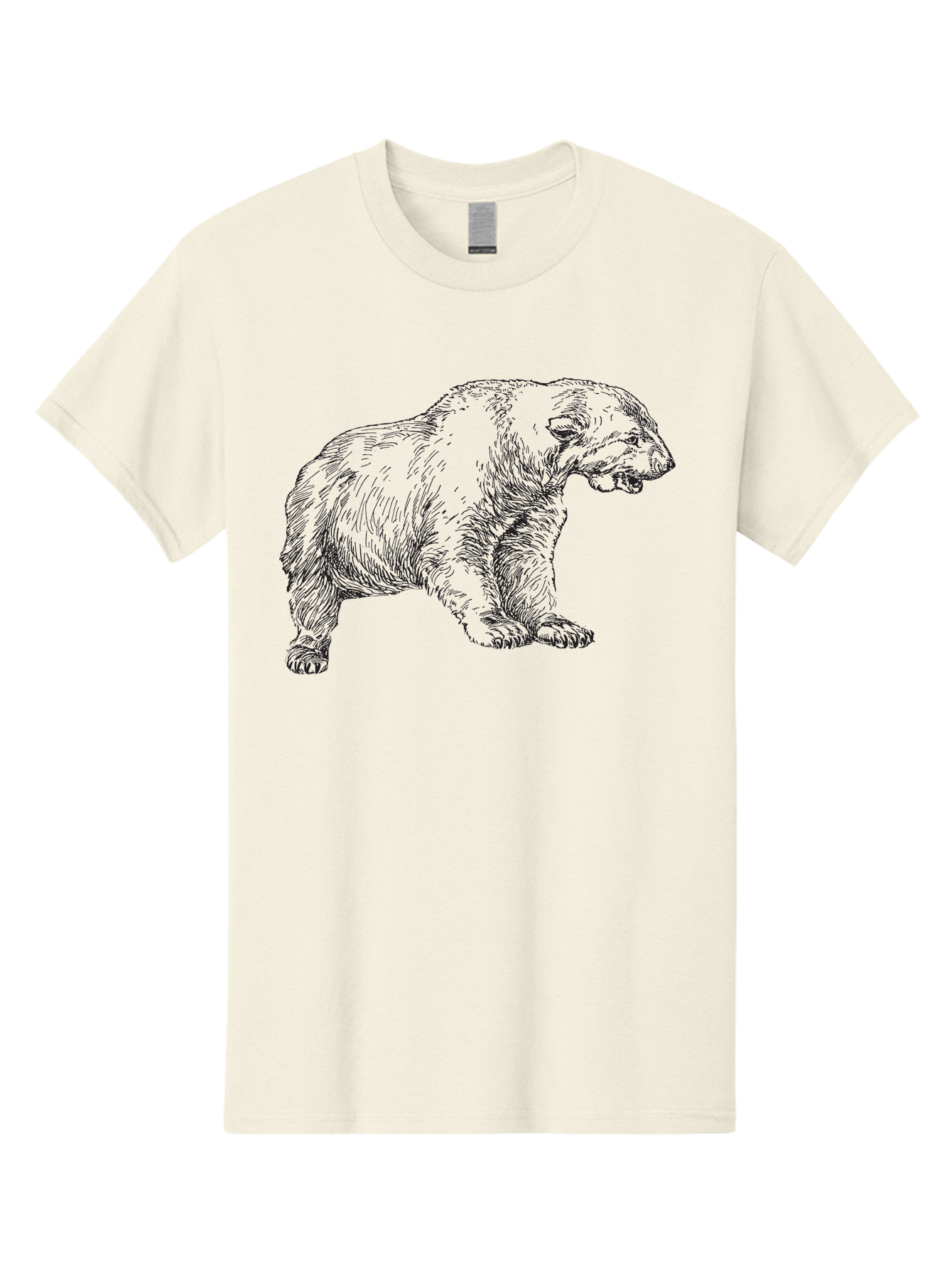 Short-Faced-Bear Men'S Graphic Tee, 100% Cotton, Comfortable Casual Summer Wear, Machine Washable, Lion Illustration, Vintage Drawing, Wildlife Art, Detailed Sketch, Animal Portrait, Furry Texture, Roaring Lion, Classic Artwork Aad947 25