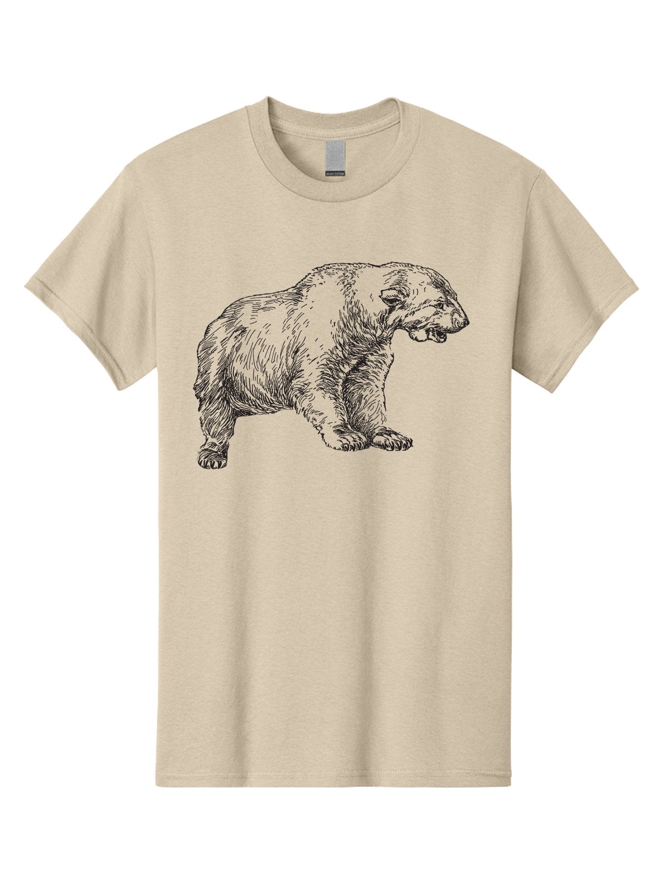 Short-Faced-Bear Men'S Graphic Tee, 100% Cotton, Comfortable Casual Summer Wear, Machine Washable, Lion Illustration, Vintage Drawing, Wildlife Art, Detailed Sketch, Animal Portrait, Furry Texture, Roaring Lion, Classic Artwork Aad947