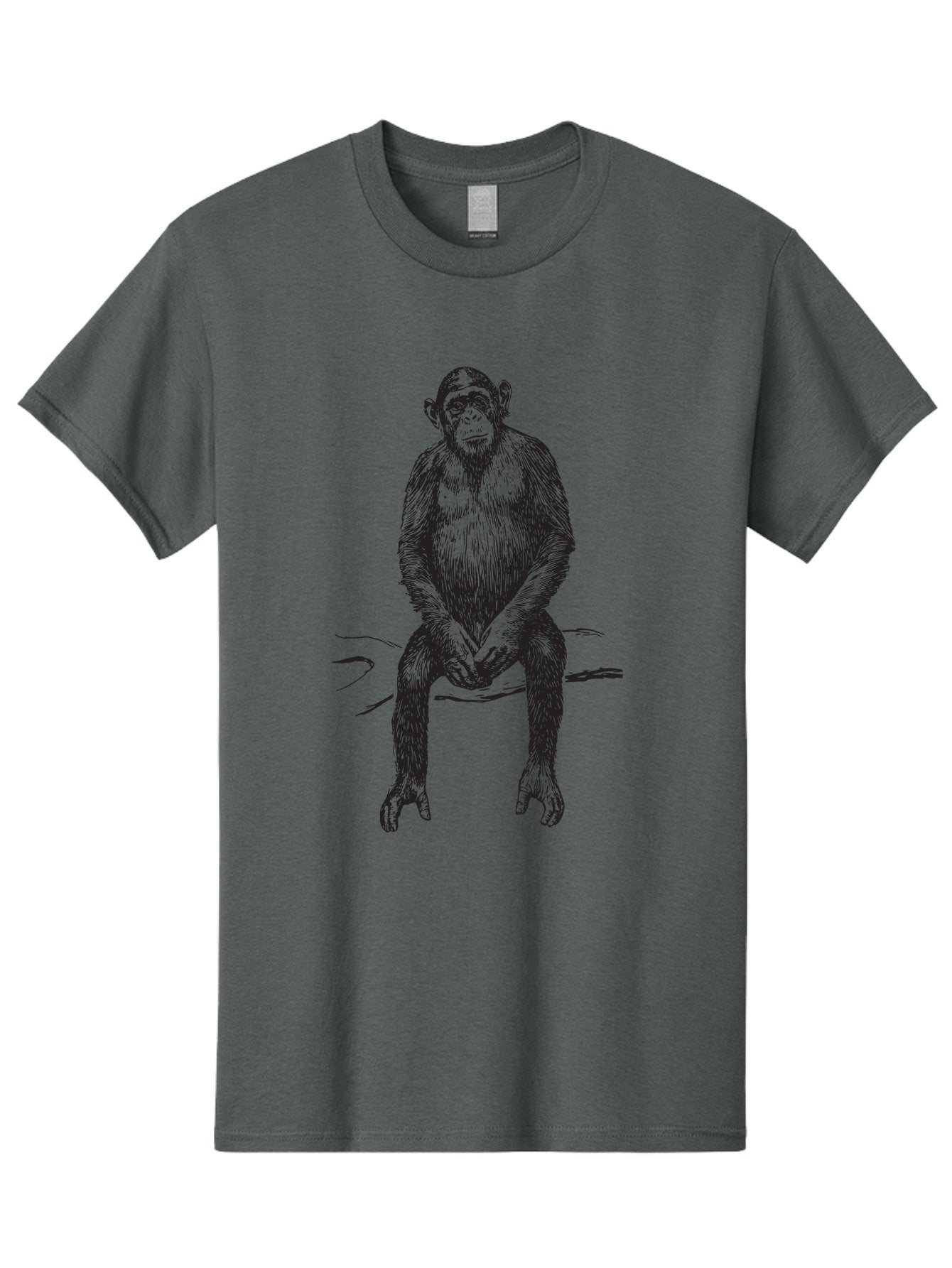 Sitting-Monkey Men'S Graphic Tee, 100% Cotton, Comfortable Casual Summer Wear, Machine Washable, Chimpanzee Sitting, Primate Illustration, Monkey Artwork, Wildlife Graphic, Animal Design, Thoughtful Pose, Hand-Drawn Style, Forest Creature Aad948 5
