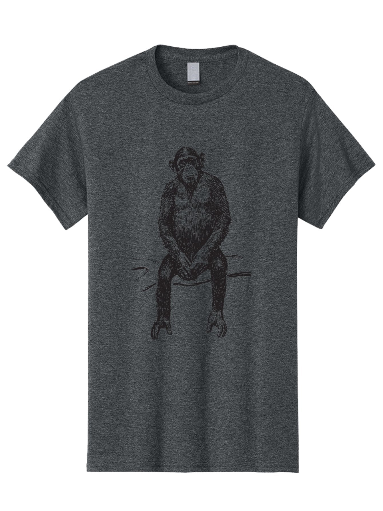 Sitting-Monkey Men'S Graphic Tee, 100% Cotton, Comfortable Casual Summer Wear, Machine Washable, Chimpanzee Sitting, Primate Illustration, Monkey Artwork, Wildlife Graphic, Animal Design, Thoughtful Pose, Hand-Drawn Style, Forest Creature Aad948 6