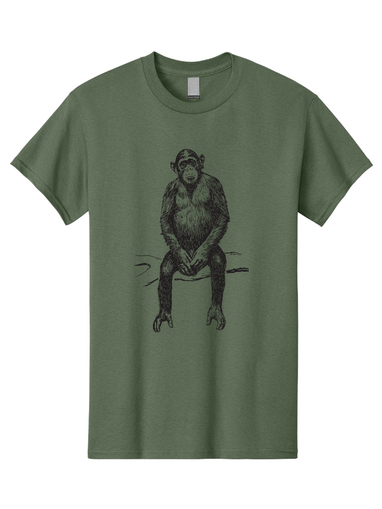 Sitting-Monkey Men'S Graphic Tee, 100% Cotton, Comfortable Casual Summer Wear, Machine Washable, Chimpanzee Sitting, Primate Illustration, Monkey Artwork, Wildlife Graphic, Animal Design, Thoughtful Pose, Hand-Drawn Style, Forest Creature Aad948 13