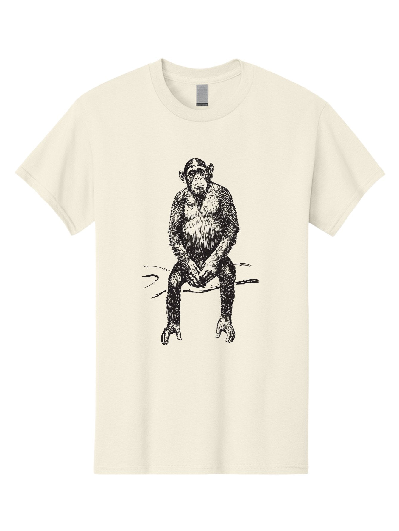 Sitting-Monkey Men'S Graphic Tee, 100% Cotton, Comfortable Casual Summer Wear, Machine Washable, Chimpanzee Sitting, Primate Illustration, Monkey Artwork, Wildlife Graphic, Animal Design, Thoughtful Pose, Hand-Drawn Style, Forest Creature Aad948 10