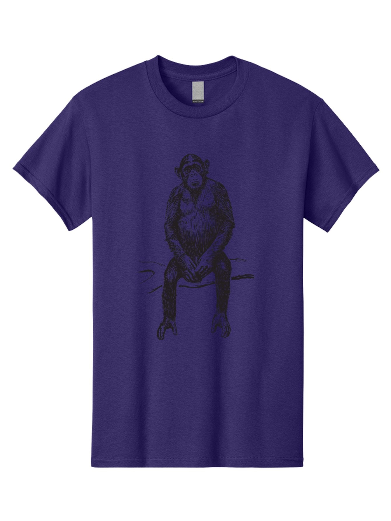 Sitting-Monkey Men'S Graphic Tee, 100% Cotton, Comfortable Casual Summer Wear, Machine Washable, Chimpanzee Sitting, Primate Illustration, Monkey Artwork, Wildlife Graphic, Animal Design, Thoughtful Pose, Hand-Drawn Style, Forest Creature Aad948 9
