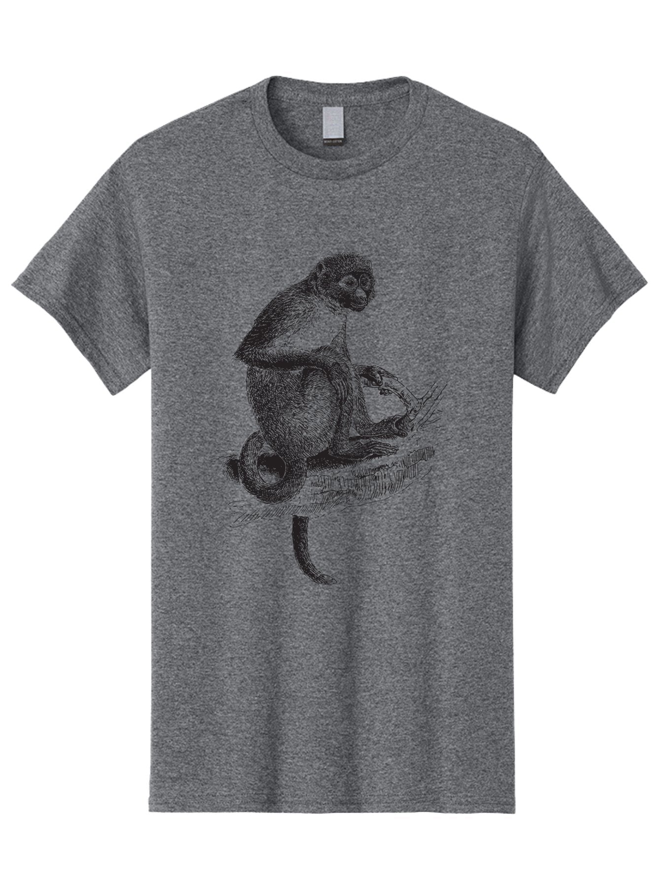 Sketch-Of-Monkey Men'S Graphic Tee, 100% Cotton, Comfortable Casual Summer Wear, Machine Washable, Monkey Sitting On Tree Branch, Primate Portrait, Wildlife Illustration, Detailed Sketch, Animal Art, Nature Drawing, Wildlife Graphic Aad949 10