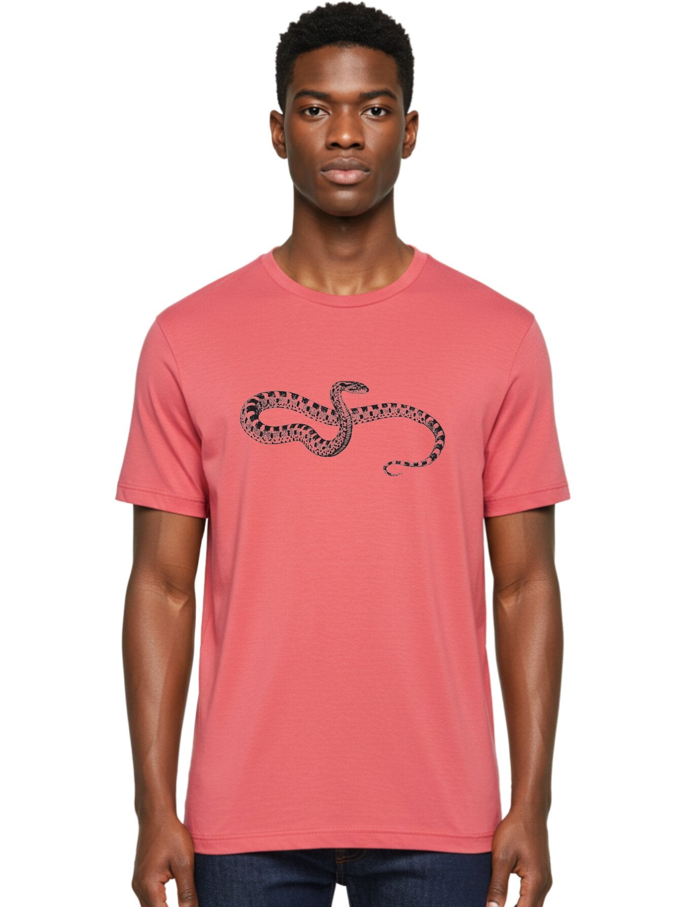 Snake-1 Men'S Graphic Tee, 100% Cotton, Comfortable Casual Summer Wear, Machine Washable, Snake, Reptile, Venomous, Wildlife, Nature, Wild Animal, Coiled Snake, Twisted Body, Snake Illustration, Fauna, Scaly Skin, Forked Tongue Aad951 18