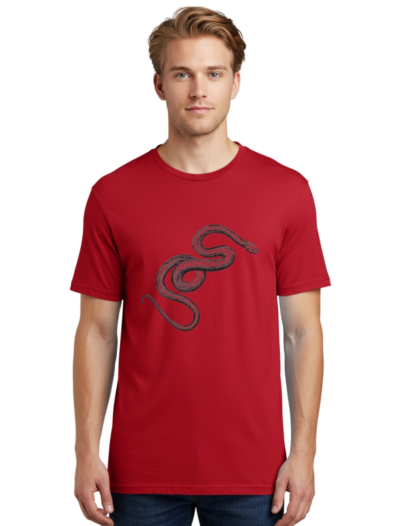 Snake-2 Men'S Graphic Tee, 100% Cotton, Comfortable Casual Summer Wear, Machine Washable, Snake Illustration, Reptile Art, Wildlife Design, Serpent Graphic, Animal Pattern, Stylized Snake, Coiled Snake, Snake Texture Aad952 25