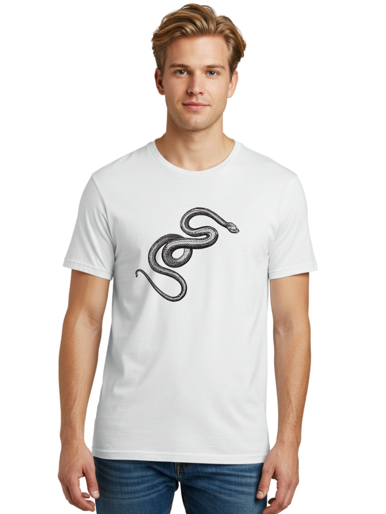 Snake-2 Men'S Graphic Tee, 100% Cotton, Comfortable Casual Summer Wear, Machine Washable, Snake Illustration, Reptile Art, Wildlife Design, Serpent Graphic, Animal Pattern, Stylized Snake, Coiled Snake, Snake Texture Aad952 27