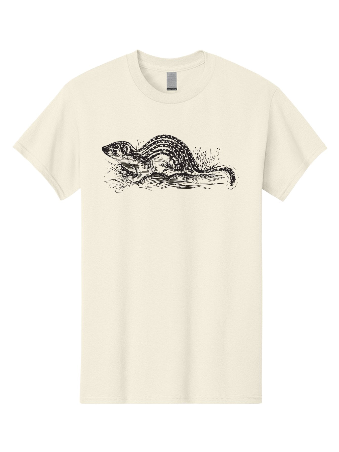 Squirrel-1 Men'S Graphic Tee, 100% Cotton, Comfortable Casual Summer Wear, Machine Washable, Chipmunk Illustration, Rodent Artwork, Wildlife Design, Nature Graphics, Black And White Drawing, Detailed Texture, Forest Creature, Sketch Art Aad954 5