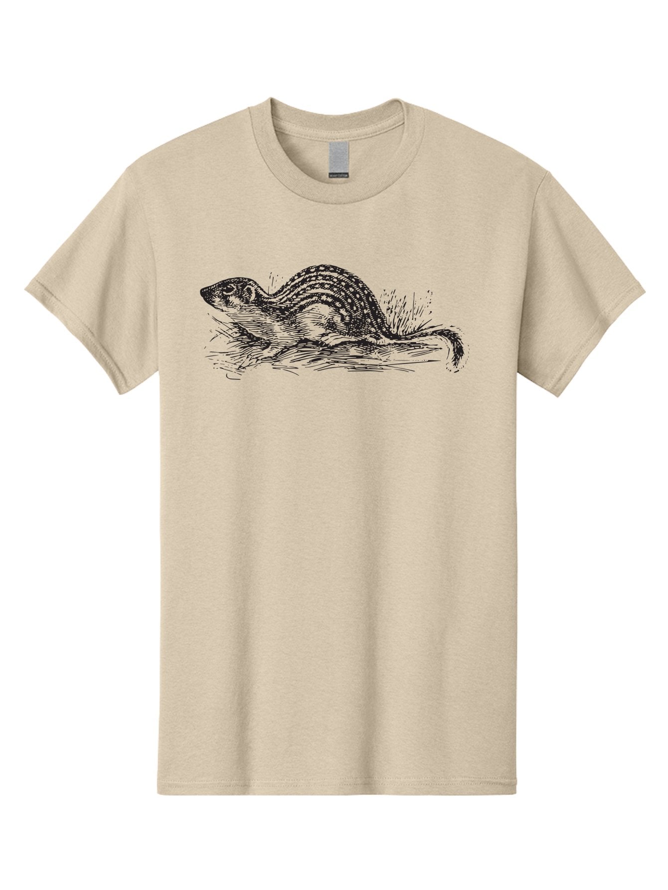 Squirrel-1 Men'S Graphic Tee, 100% Cotton, Comfortable Casual Summer Wear, Machine Washable, Chipmunk Illustration, Rodent Artwork, Wildlife Design, Nature Graphics, Black And White Drawing, Detailed Texture, Forest Creature, Sketch Art Aad954 8