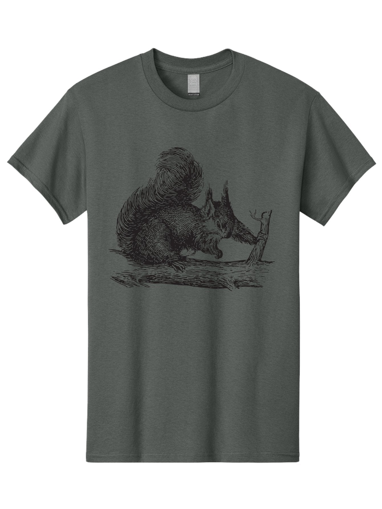 Squirrel-On-Branch-1 Men'S Graphic Tee, 100% Cotton, Comfortable Casual Summer Wear, Machine Washable, Squirrel On Branch, Wildlife Illustration, Furry Animal, Forest Creature, Nut Gathering, Woodland Scene, Detailed Drawing, Aad955 7