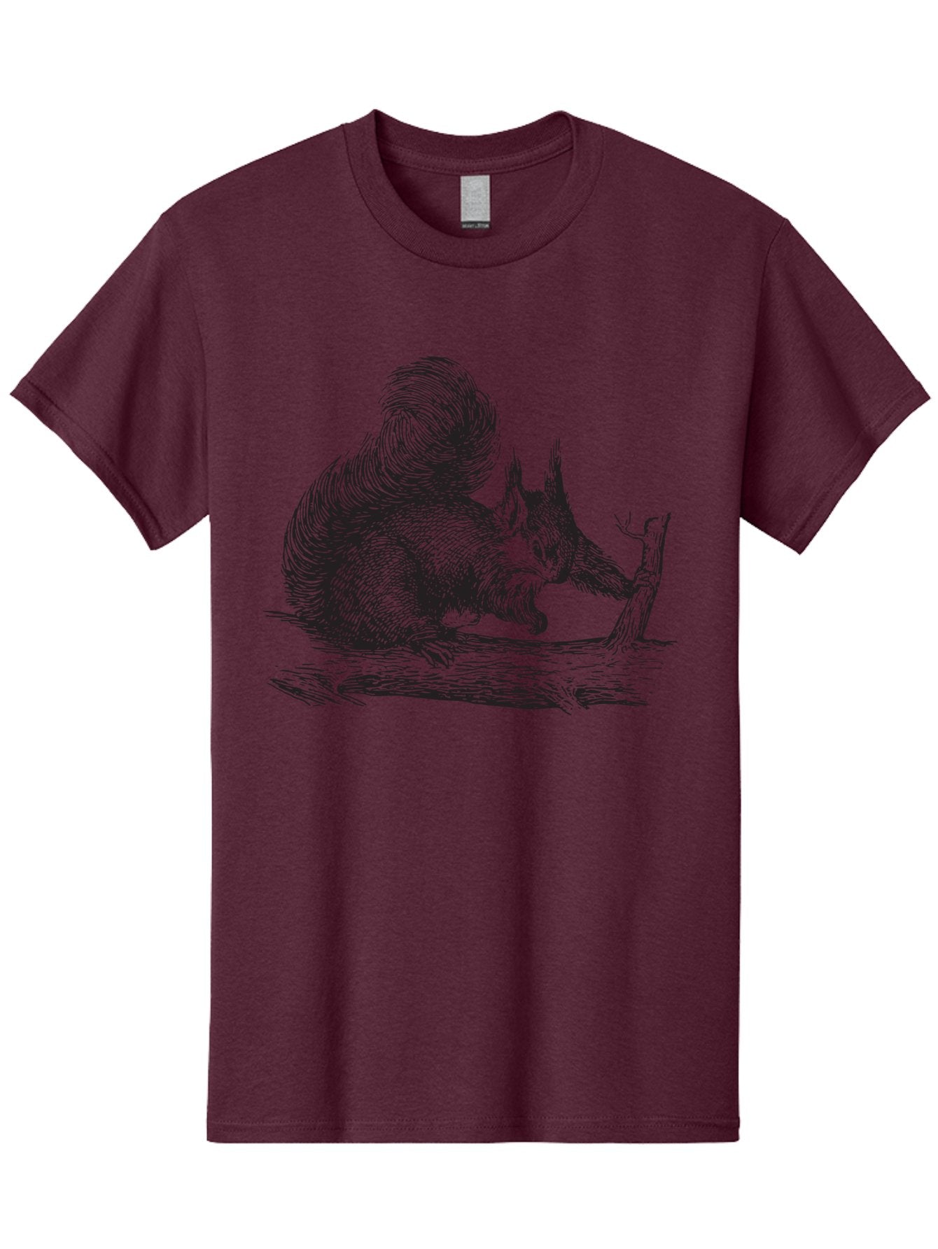 Squirrel-On-Branch-1 Men'S Graphic Tee, 100% Cotton, Comfortable Casual Summer Wear, Machine Washable, Squirrel On Branch, Wildlife Illustration, Furry Animal, Forest Creature, Nut Gathering, Woodland Scene, Detailed Drawing, Aad955 9