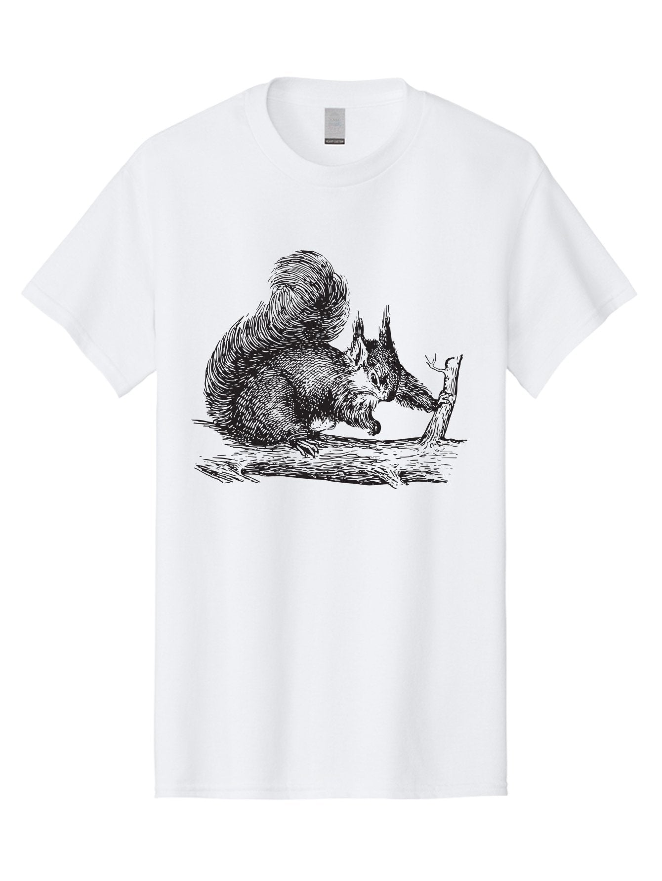 Squirrel-On-Branch-1 Men'S Graphic Tee, 100% Cotton, Comfortable Casual Summer Wear, Machine Washable, Squirrel On Branch, Wildlife Illustration, Furry Animal, Forest Creature, Nut Gathering, Woodland Scene, Detailed Drawing, Aad955 5