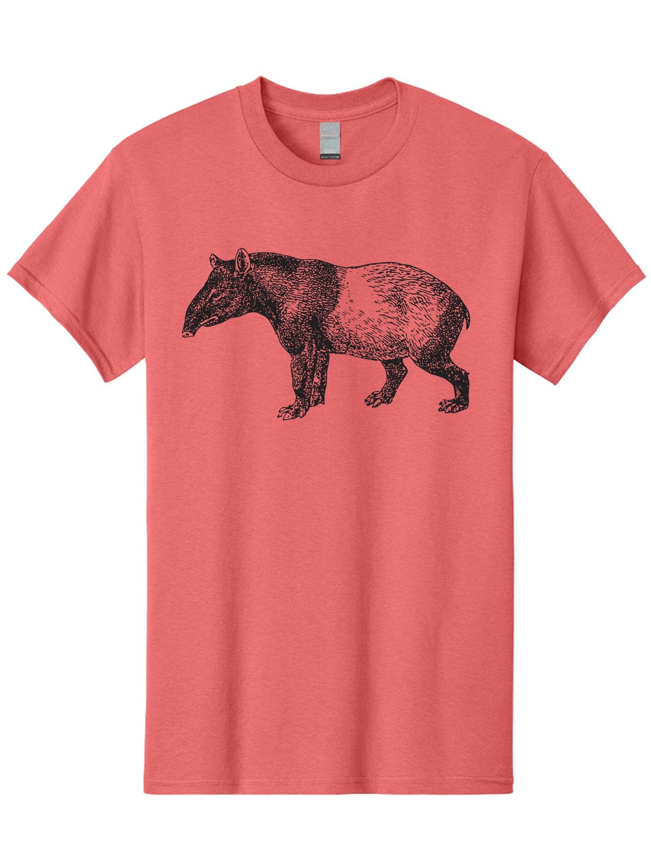 Tapir Men'S Graphic Tee, 100% Cotton, Comfortable Casual Summer Wear, Machine Washable, Tapir Illustration, Wildlife Art, Animal Drawing, Exotic Creature, Wild Animal, Nature Illustration, Detailed Sketch, Black And Green Graphic Aad959 3