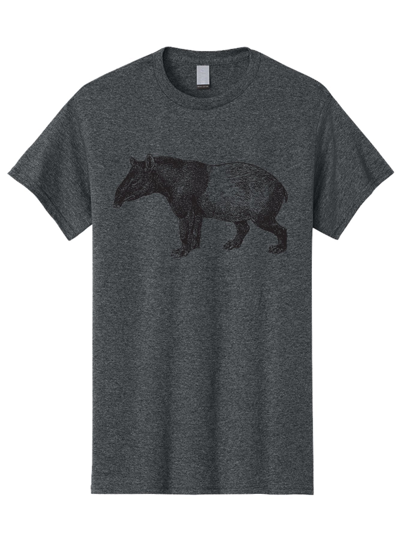 Tapir Men'S Graphic Tee, 100% Cotton, Comfortable Casual Summer Wear, Machine Washable, Tapir Illustration, Wildlife Art, Animal Drawing, Exotic Creature, Wild Animal, Nature Illustration, Detailed Sketch, Black And Green Graphic Aad959