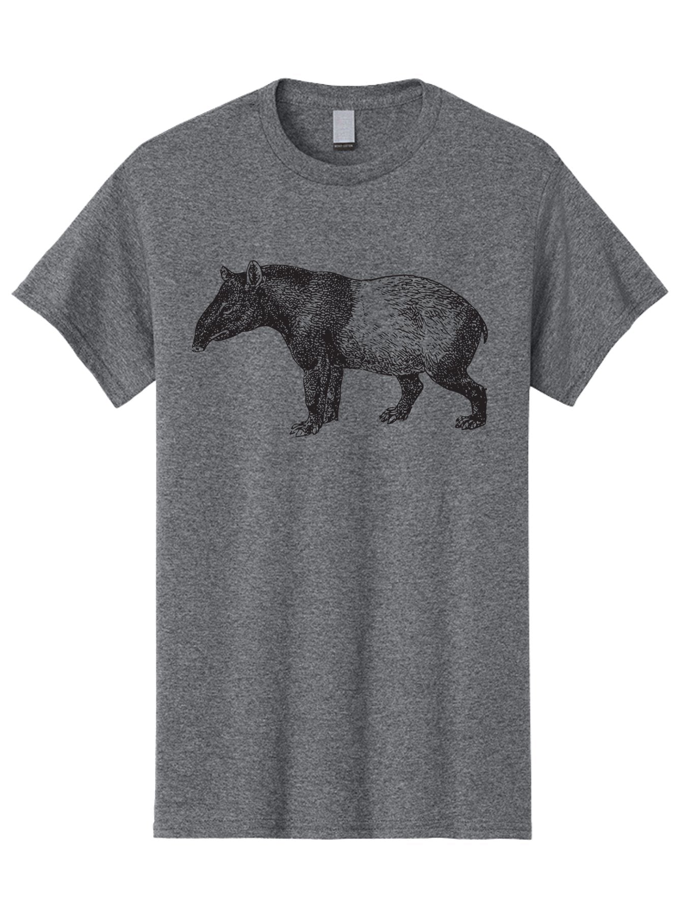 Tapir Men'S Graphic Tee, 100% Cotton, Comfortable Casual Summer Wear, Machine Washable, Tapir Illustration, Wildlife Art, Animal Drawing, Exotic Creature, Wild Animal, Nature Illustration, Detailed Sketch, Black And Green Graphic Aad959 10