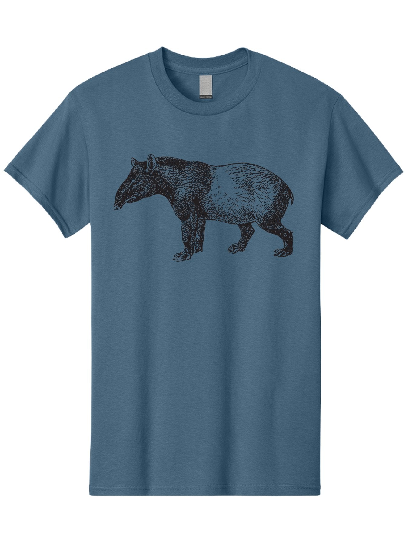 Tapir Men'S Graphic Tee, 100% Cotton, Comfortable Casual Summer Wear, Machine Washable, Tapir Illustration, Wildlife Art, Animal Drawing, Exotic Creature, Wild Animal, Nature Illustration, Detailed Sketch, Black And Green Graphic Aad959 4