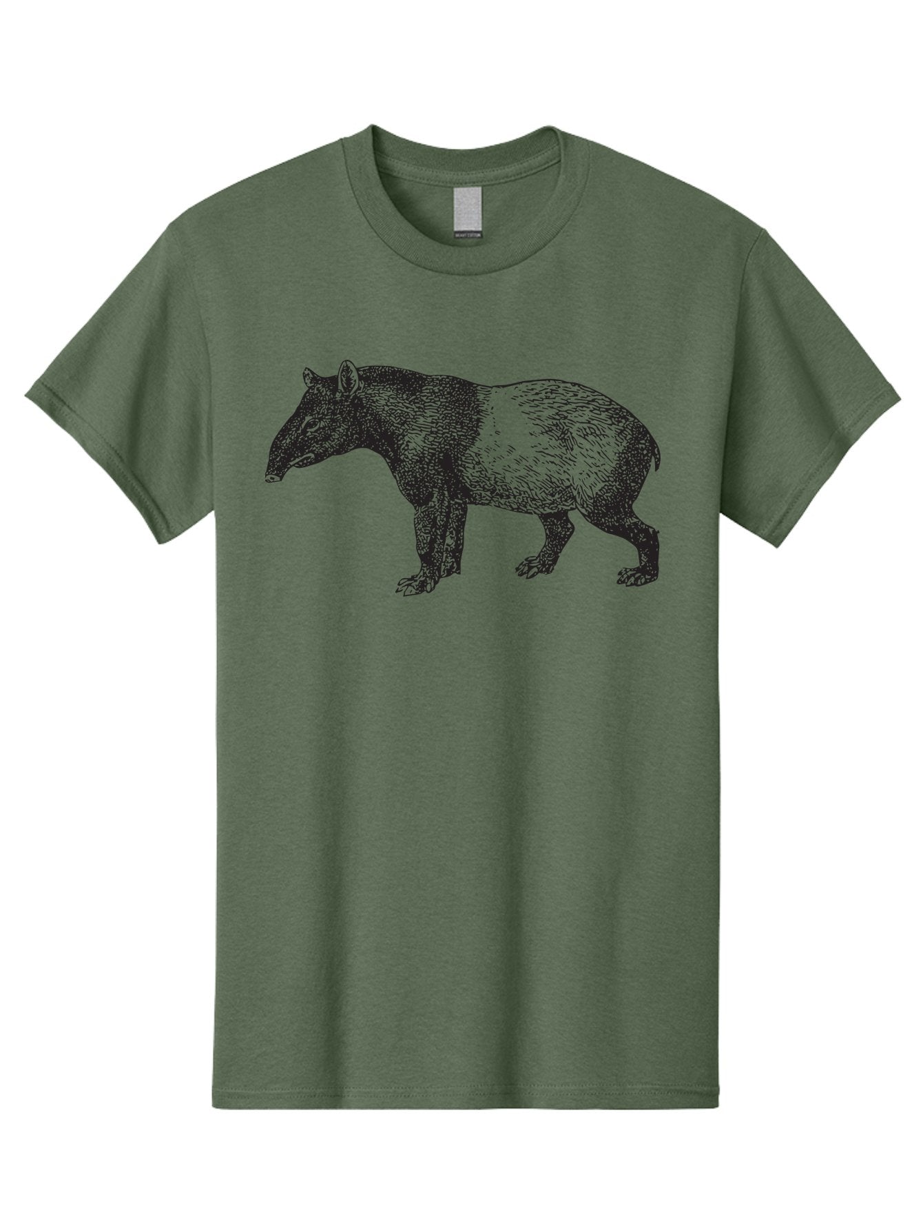 Tapir Men'S Graphic Tee, 100% Cotton, Comfortable Casual Summer Wear, Machine Washable, Tapir Illustration, Wildlife Art, Animal Drawing, Exotic Creature, Wild Animal, Nature Illustration, Detailed Sketch, Black And Green Graphic Aad959 13