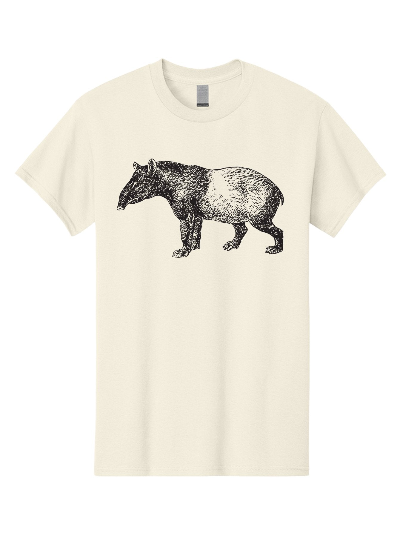 Tapir Men'S Graphic Tee, 100% Cotton, Comfortable Casual Summer Wear, Machine Washable, Tapir Illustration, Wildlife Art, Animal Drawing, Exotic Creature, Wild Animal, Nature Illustration, Detailed Sketch, Black And Green Graphic Aad959 5