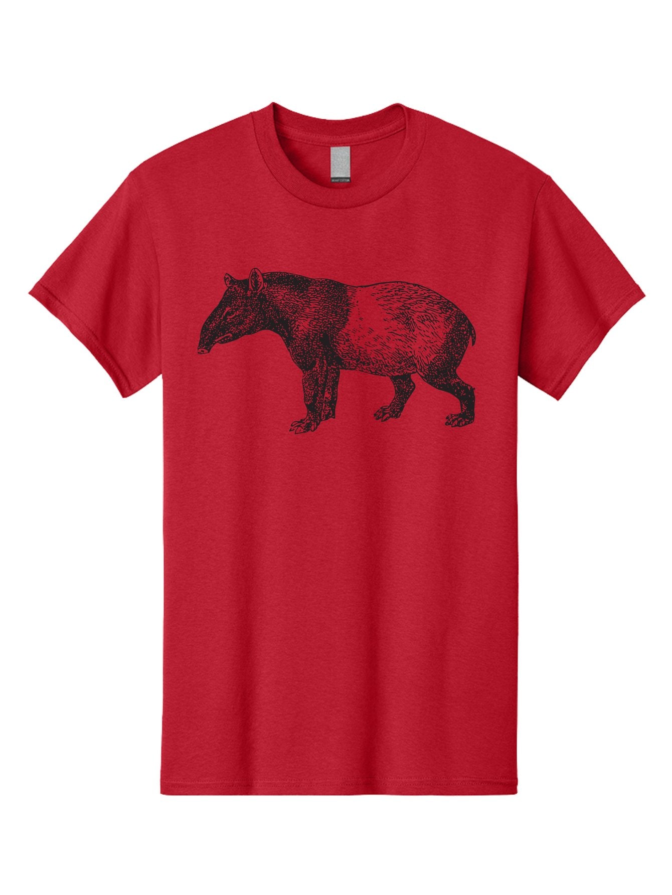 Tapir Men'S Graphic Tee, 100% Cotton, Comfortable Casual Summer Wear, Machine Washable, Tapir Illustration, Wildlife Art, Animal Drawing, Exotic Creature, Wild Animal, Nature Illustration, Detailed Sketch, Black And Green Graphic Aad959 9