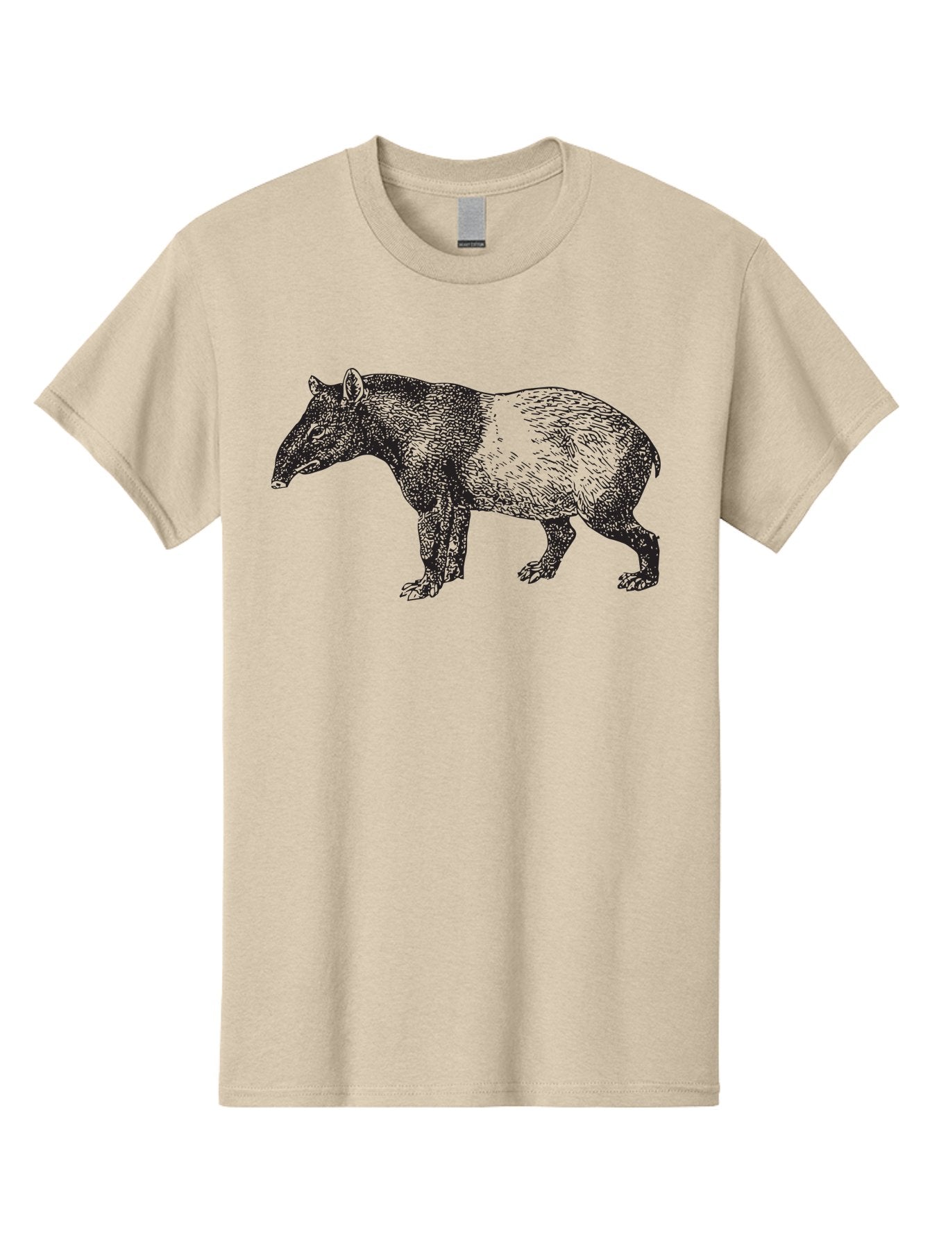 Tapir Men'S Graphic Tee, 100% Cotton, Comfortable Casual Summer Wear, Machine Washable, Tapir Illustration, Wildlife Art, Animal Drawing, Exotic Creature, Wild Animal, Nature Illustration, Detailed Sketch, Black And Green Graphic Aad959 12