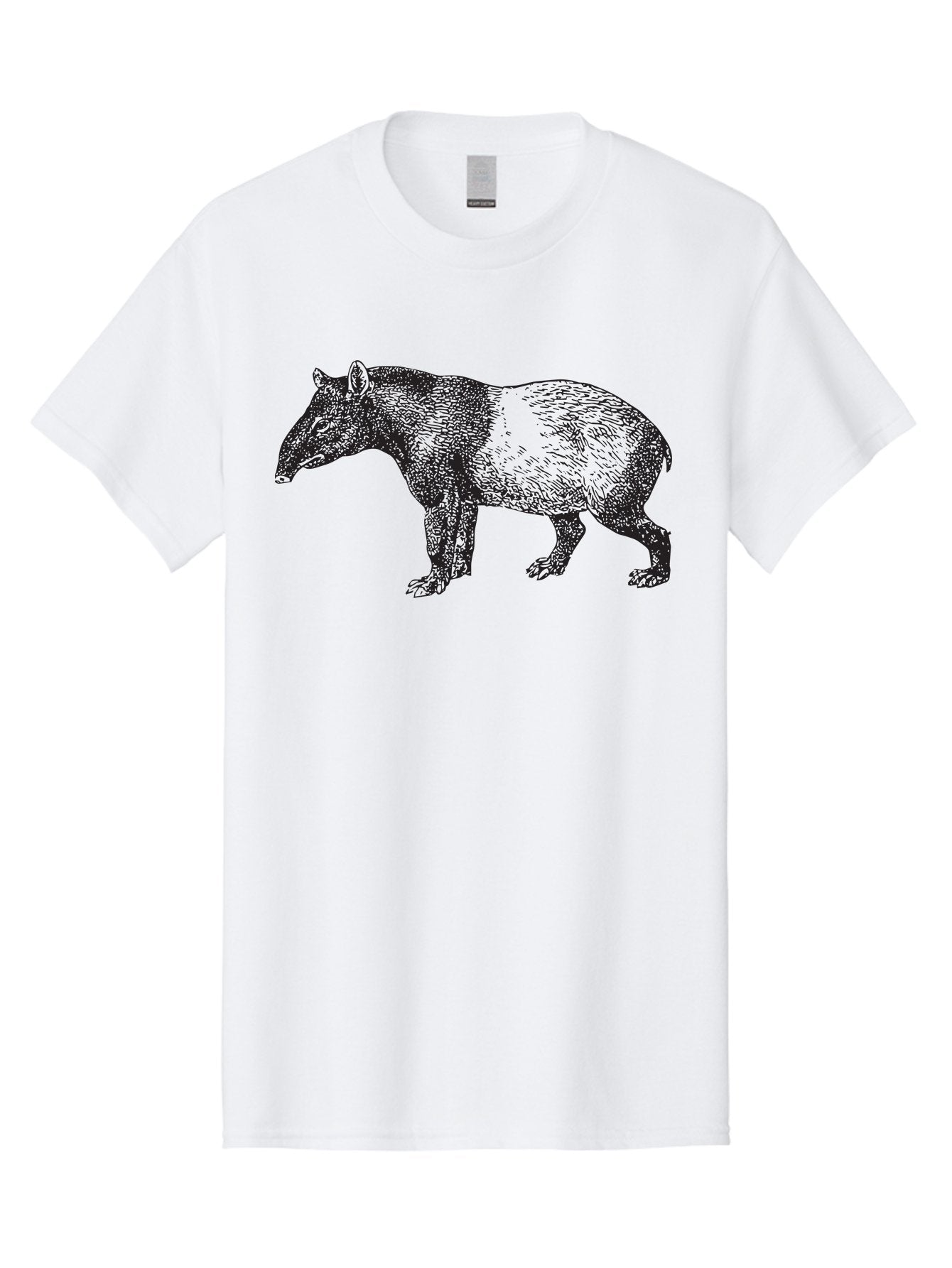 Tapir Men'S Graphic Tee, 100% Cotton, Comfortable Casual Summer Wear, Machine Washable, Tapir Illustration, Wildlife Art, Animal Drawing, Exotic Creature, Wild Animal, Nature Illustration, Detailed Sketch, Black And Green Graphic Aad959 14