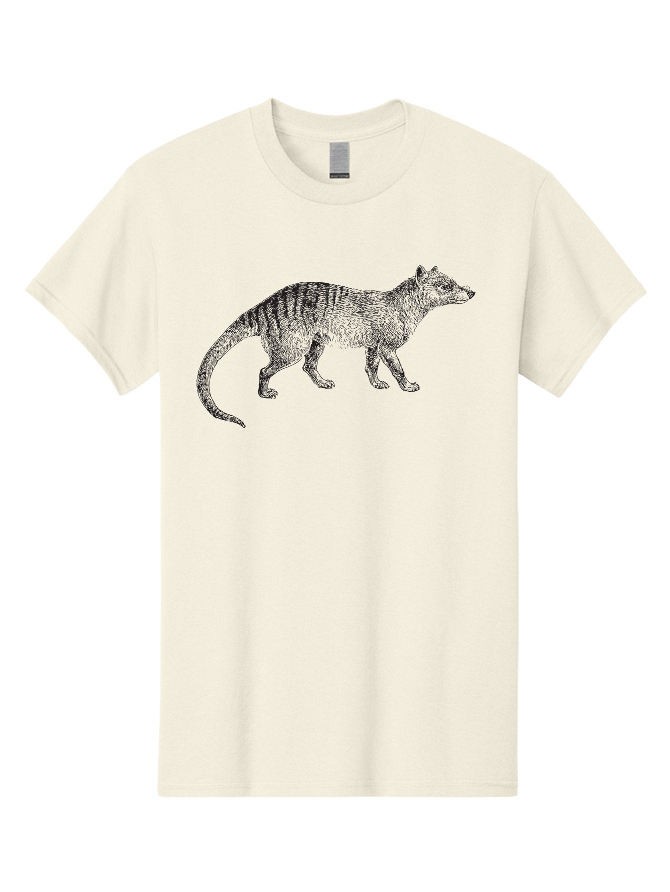 Tasmanian-Tiger Men'S Graphic Tee, 100% Cotton, Comfortable Casual Summer Wear, Machine Washable, Tasmanian Tiger, Extinct Animal, Marsupial, Wildlife, Predator, Striped Pattern, Animal Illustration, Wildlife Art Aad960