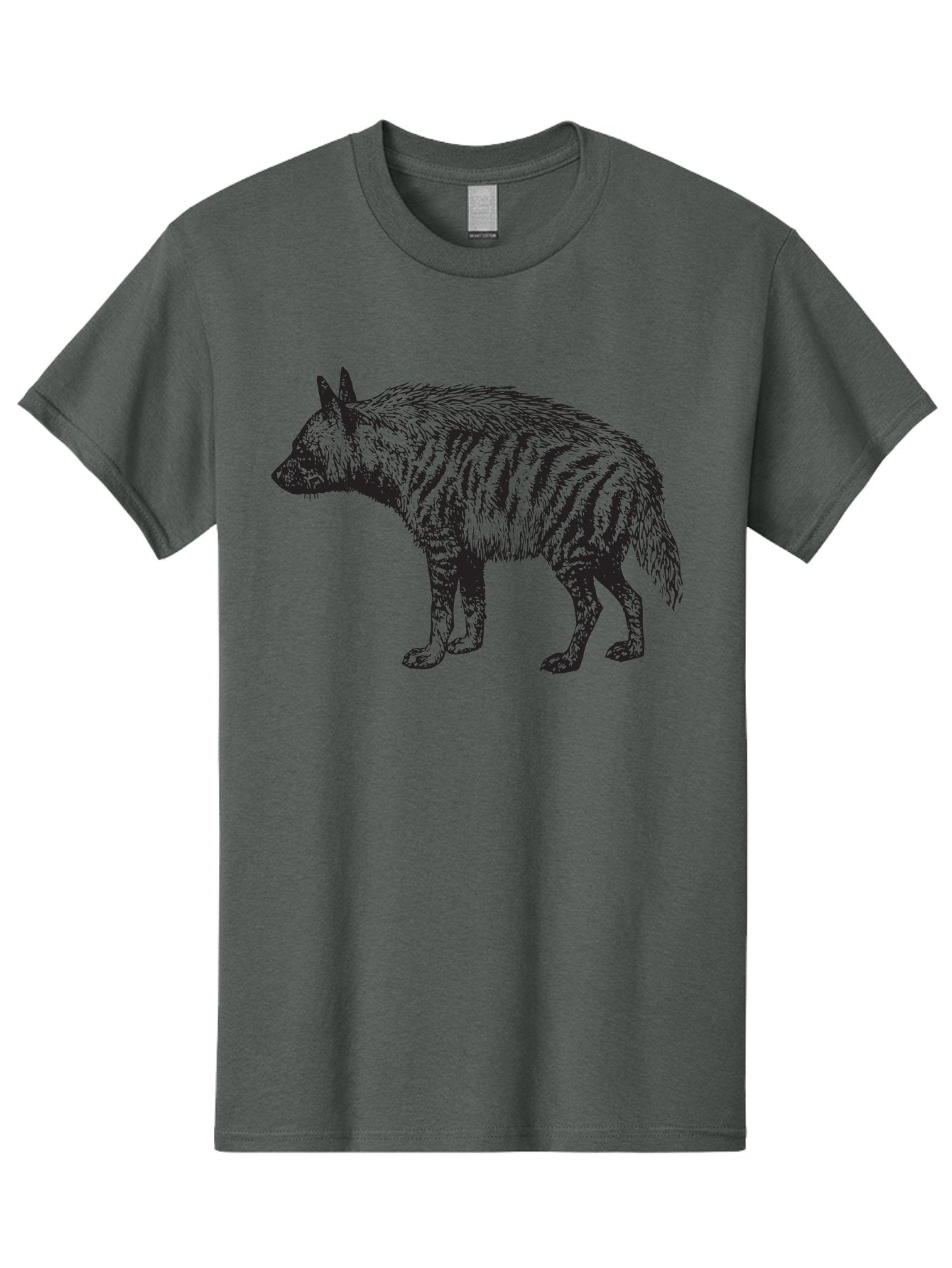 Thylacine Men'S Graphic Tee, 100% Cotton, Comfortable Casual Summer Wear, Machine Washable, Tasmanian Tiger, Extinct Animal, Wildlife Illustration, Striped Pattern, Marsupial, Wild Dog, Vintage Art, Black And Green, Historical Species Aad961