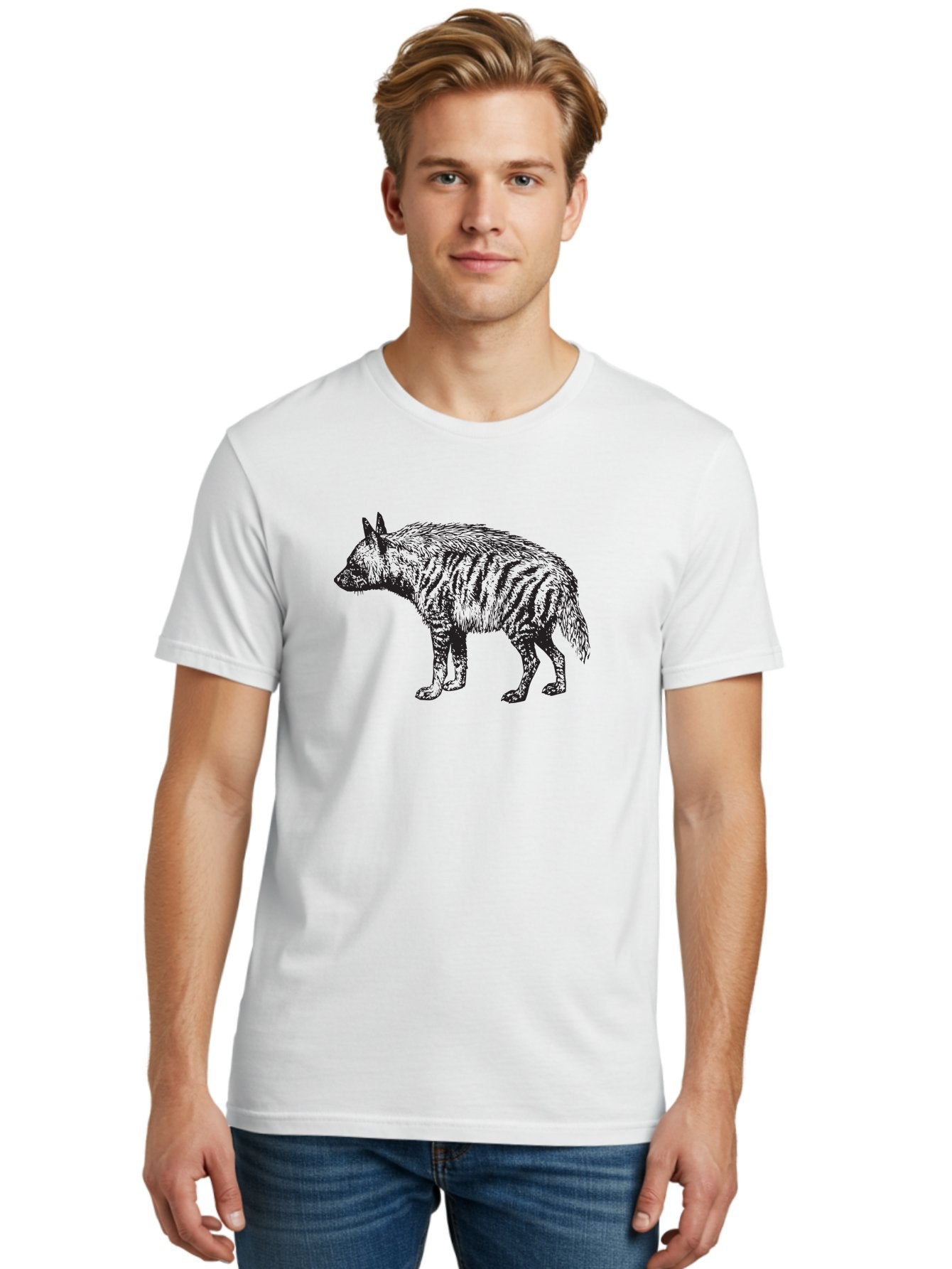 Thylacine Men'S Graphic Tee, 100% Cotton, Comfortable Casual Summer Wear, Machine Washable, Tasmanian Tiger, Extinct Animal, Wildlife Illustration, Striped Pattern, Marsupial, Wild Dog, Vintage Art, Black And Green, Historical Species Aad961 27