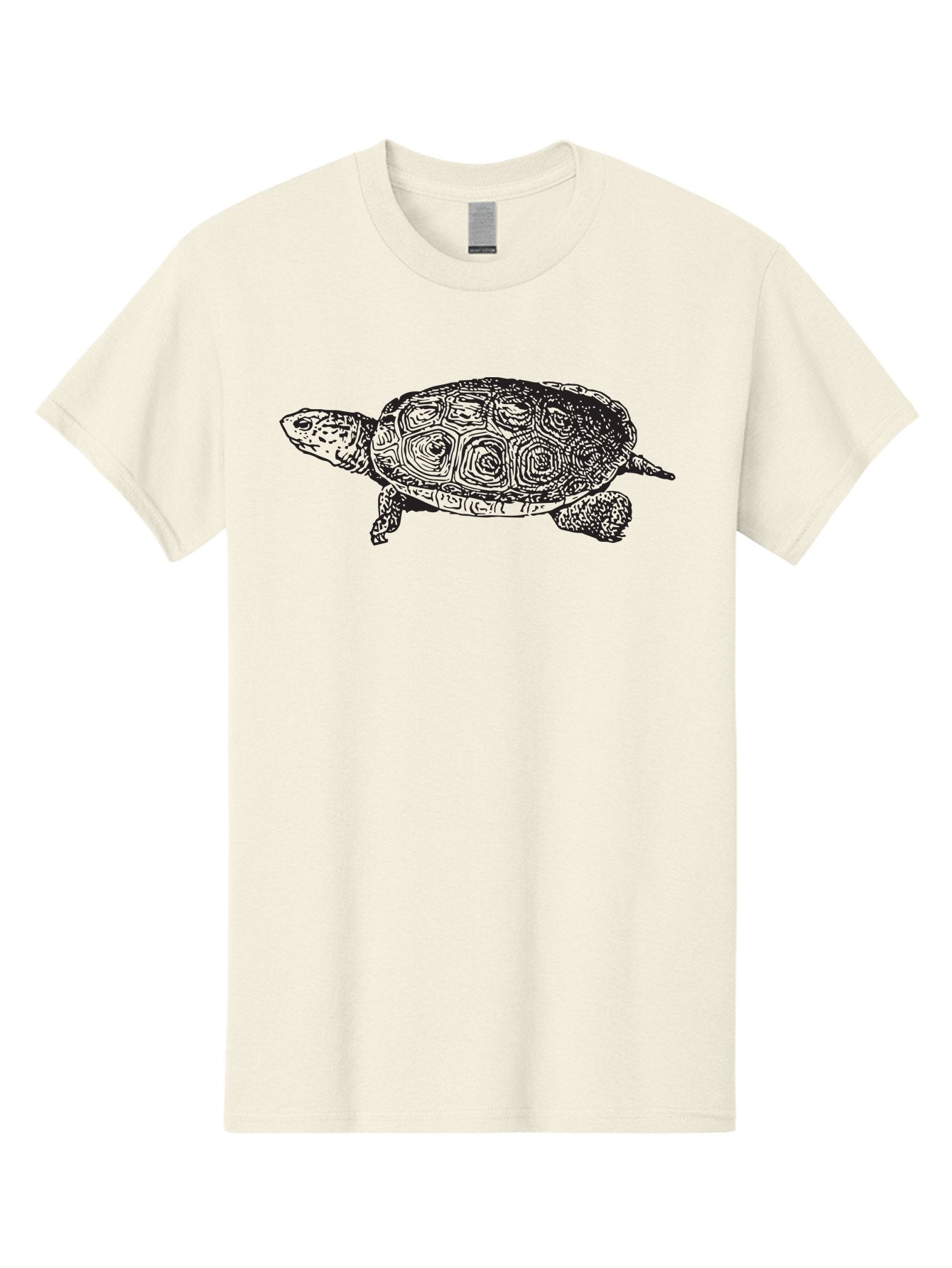 Turtle Men'S Graphic Tee, 100% Cotton, Comfortable Casual Summer Wear, Machine Washable, Turtle, Sea Turtle, Wildlife, Black Illustration, Reptile, Animal Art, Shell Patterns, Intricate Design Aad964