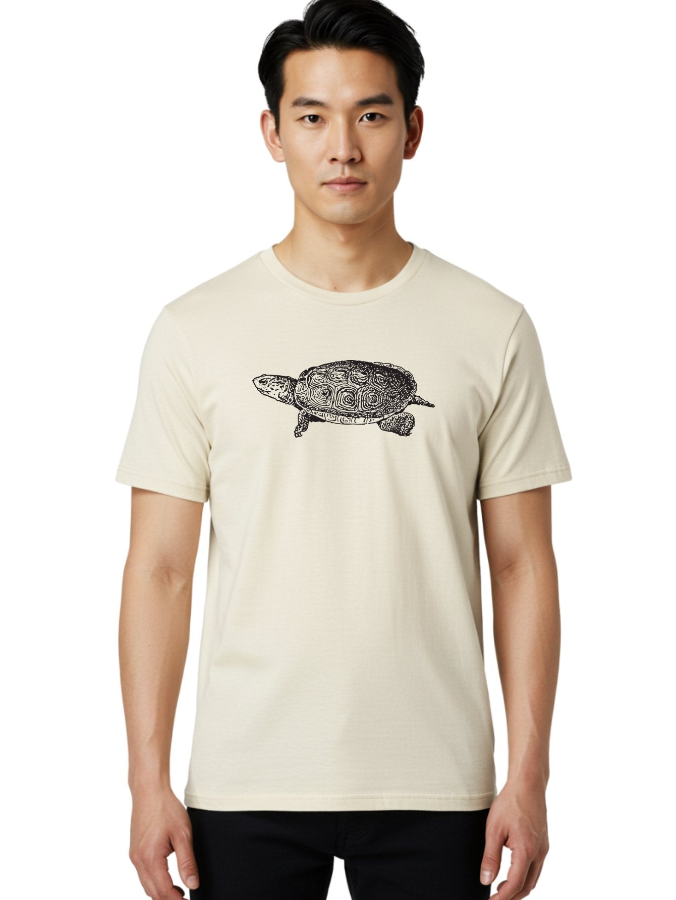 Turtle Men'S Graphic Tee, 100% Cotton, Comfortable Casual Summer Wear, Machine Washable, Turtle, Sea Turtle, Wildlife, Black Illustration, Reptile, Animal Art, Shell Patterns, Intricate Design Aad964 21