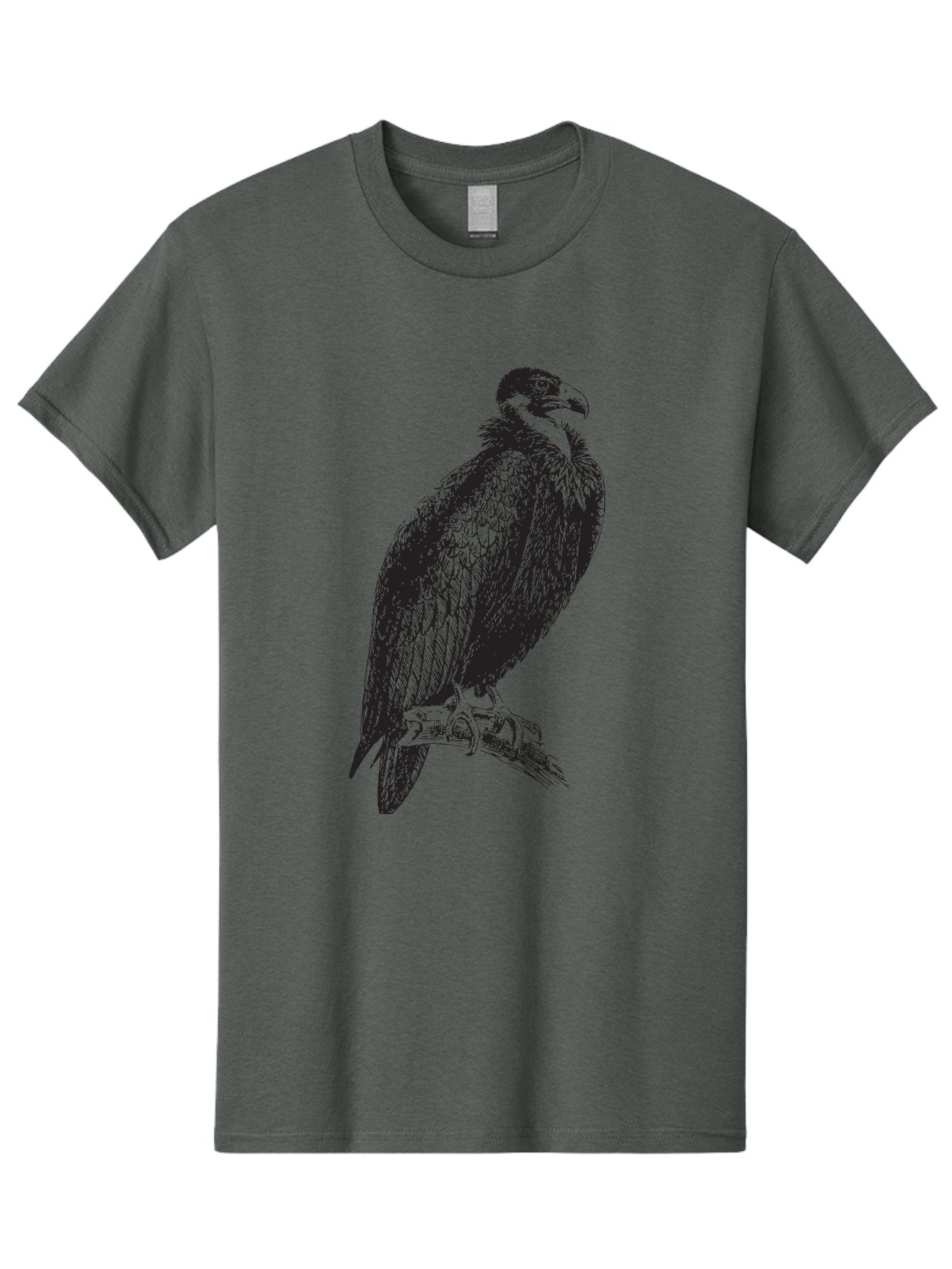 Vulture Men'S Graphic Tee, 100% Cotton, Comfortable Casual Summer Wear, Machine Washable, Vulture Perched On Branch, Bird Of Prey, Wildlife Illustration, Raptor, Sharp Talons, Feathers, Graphic Art, Wild Animal, Nature Sketch Aad965 11