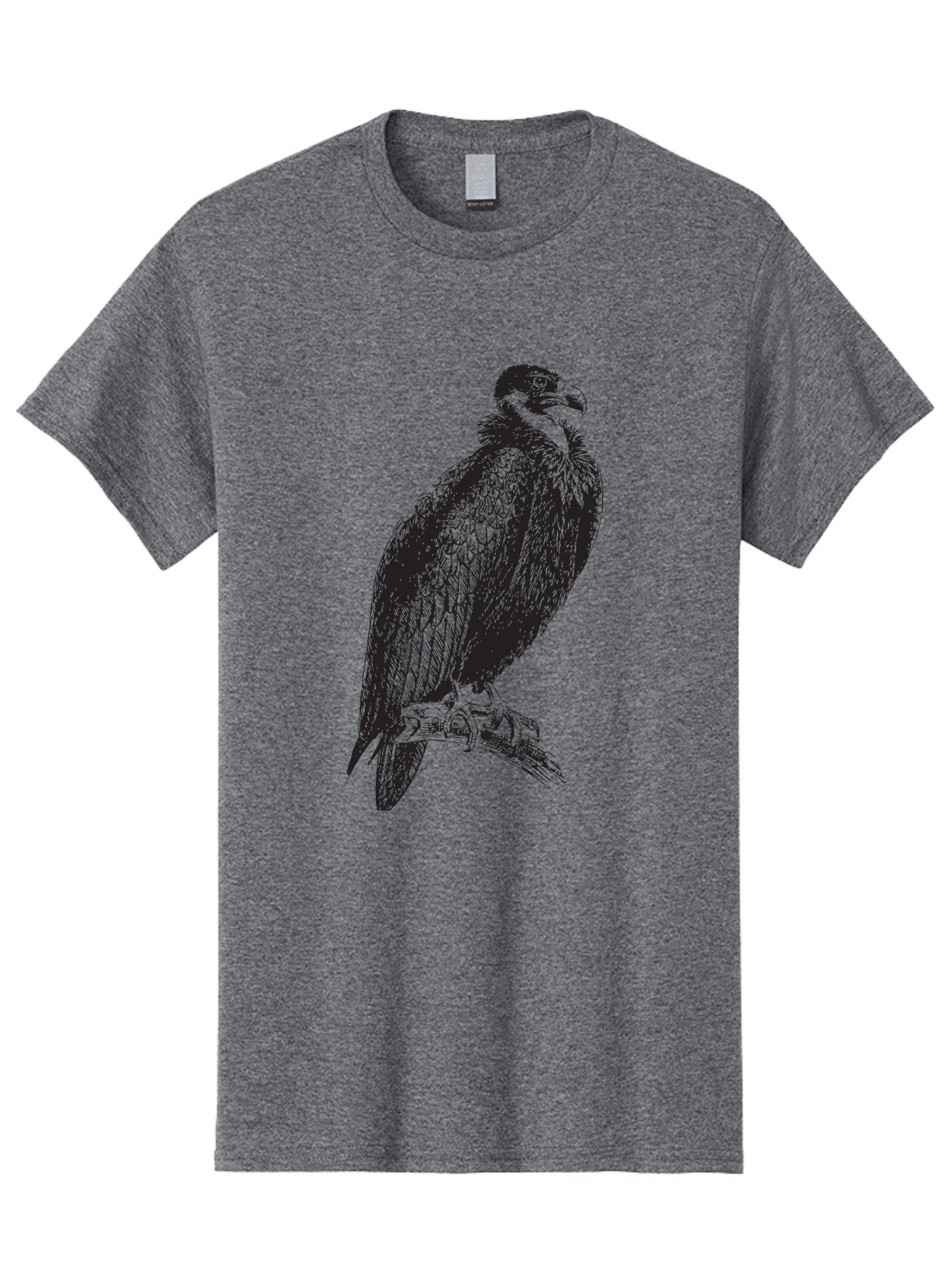 Vulture Men'S Graphic Tee, 100% Cotton, Comfortable Casual Summer Wear, Machine Washable, Vulture Perched On Branch, Bird Of Prey, Wildlife Illustration, Raptor, Sharp Talons, Feathers, Graphic Art, Wild Animal, Nature Sketch Aad965 7