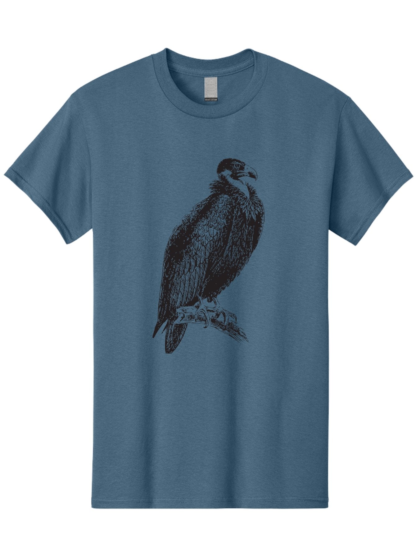 Vulture Men'S Graphic Tee, 100% Cotton, Comfortable Casual Summer Wear, Machine Washable, Vulture Perched On Branch, Bird Of Prey, Wildlife Illustration, Raptor, Sharp Talons, Feathers, Graphic Art, Wild Animal, Nature Sketch Aad965 14