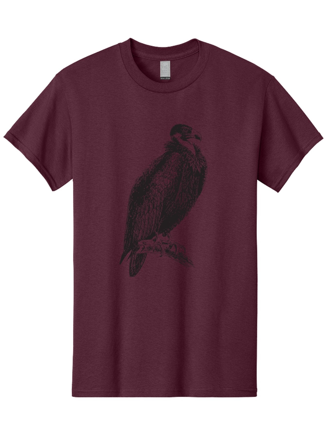 Vulture Men'S Graphic Tee, 100% Cotton, Comfortable Casual Summer Wear, Machine Washable, Vulture Perched On Branch, Bird Of Prey, Wildlife Illustration, Raptor, Sharp Talons, Feathers, Graphic Art, Wild Animal, Nature Sketch Aad965 15