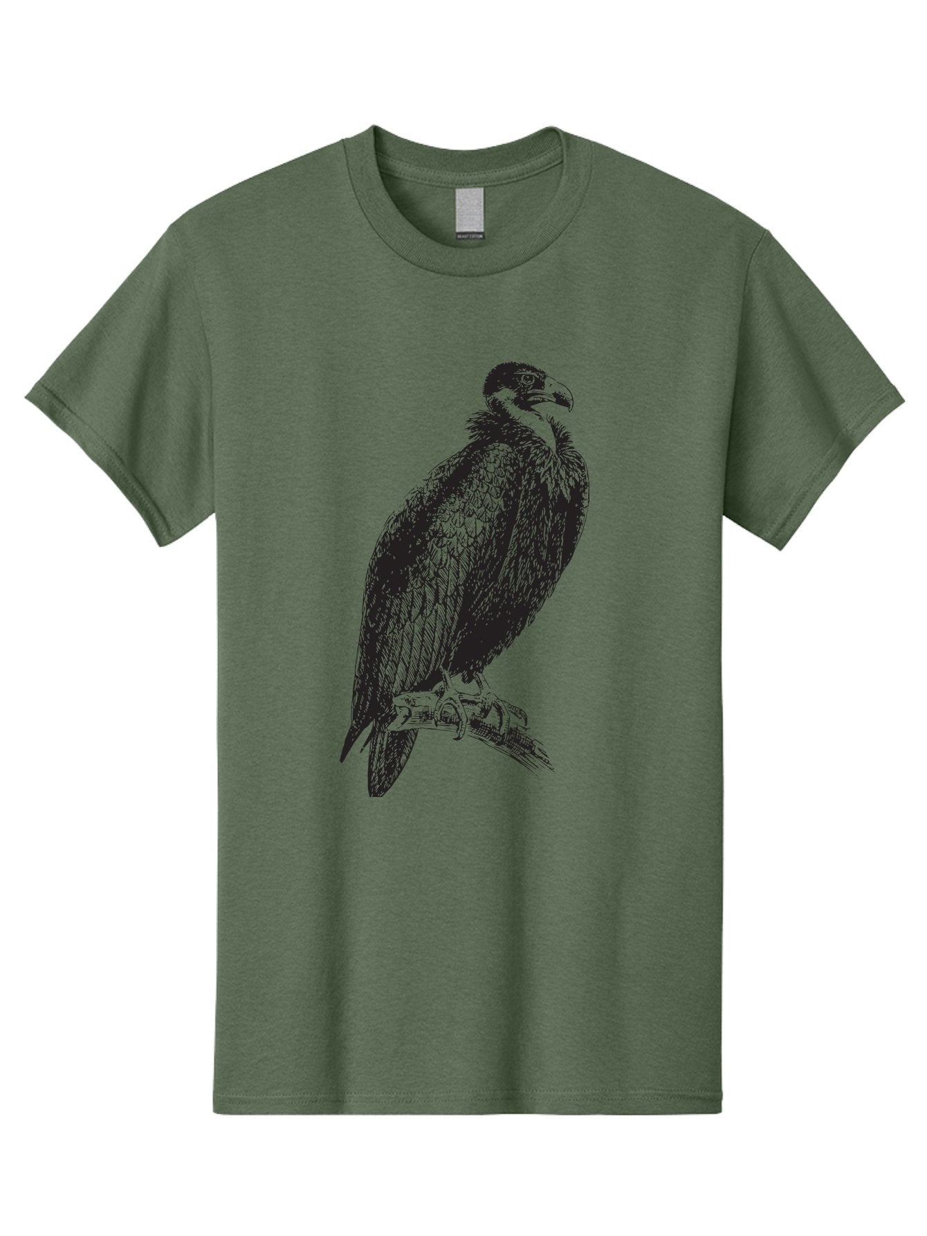 Vulture Men'S Graphic Tee, 100% Cotton, Comfortable Casual Summer Wear, Machine Washable, Vulture Perched On Branch, Bird Of Prey, Wildlife Illustration, Raptor, Sharp Talons, Feathers, Graphic Art, Wild Animal, Nature Sketch Aad965 4