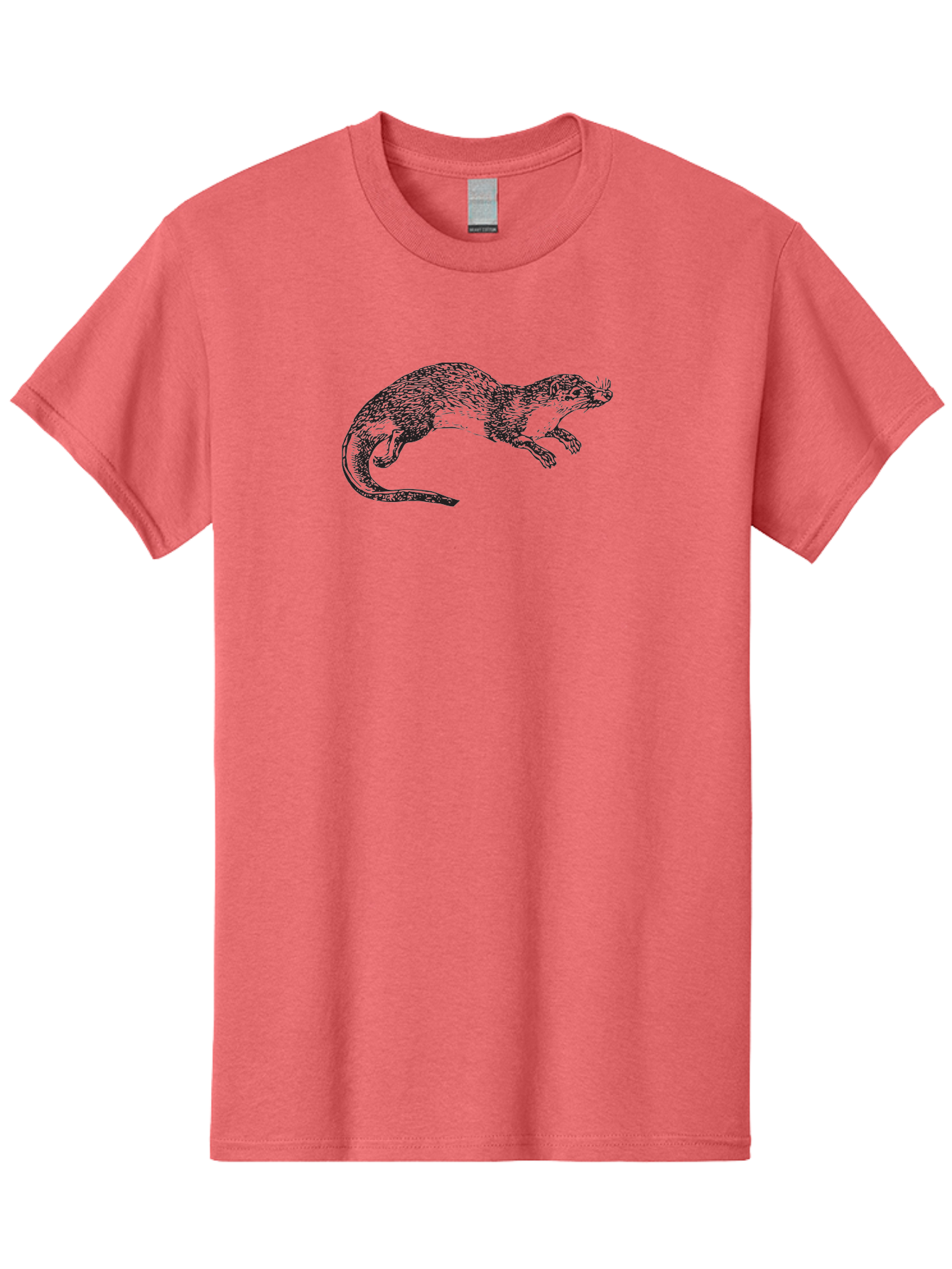 Weasel Men'S Graphic Tee, 100% Cotton, Comfortable Casual Summer Wear, Machine Washable, Mongoose Animal, Wildlife Illustration, Hatching Texture, Black And Green, Carnivorous Mammal, Whiskers, Dynamic Pose, Detailed Artwork, Fur Texture Aad966