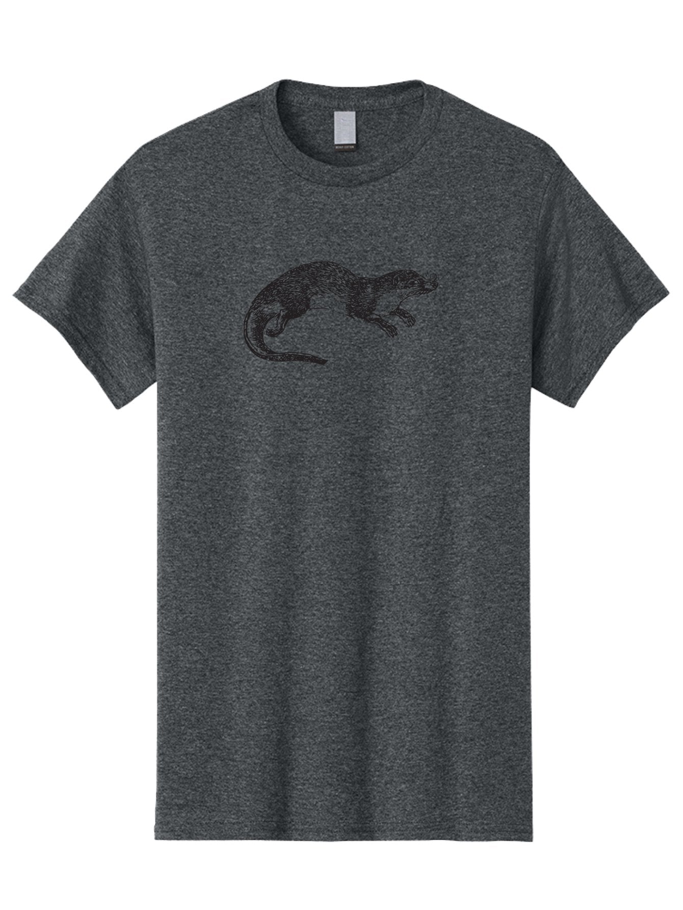 Weasel Men'S Graphic Tee, 100% Cotton, Comfortable Casual Summer Wear, Machine Washable, Mongoose Animal, Wildlife Illustration, Hatching Texture, Black And Green, Carnivorous Mammal, Whiskers, Dynamic Pose, Detailed Artwork, Fur Texture Aad966 8