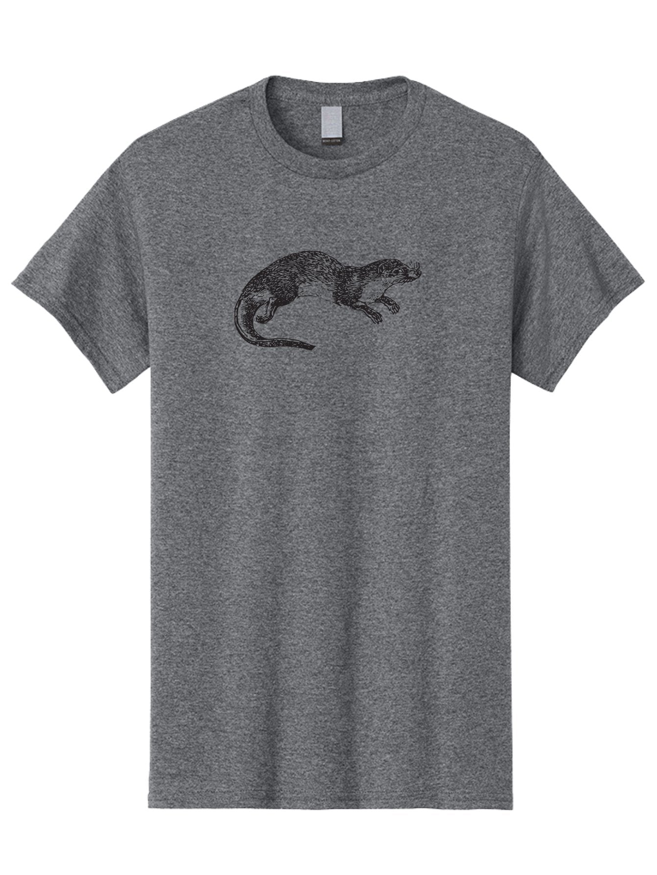 Weasel Men'S Graphic Tee, 100% Cotton, Comfortable Casual Summer Wear, Machine Washable, Mongoose Animal, Wildlife Illustration, Hatching Texture, Black And Green, Carnivorous Mammal, Whiskers, Dynamic Pose, Detailed Artwork, Fur Texture Aad966 14