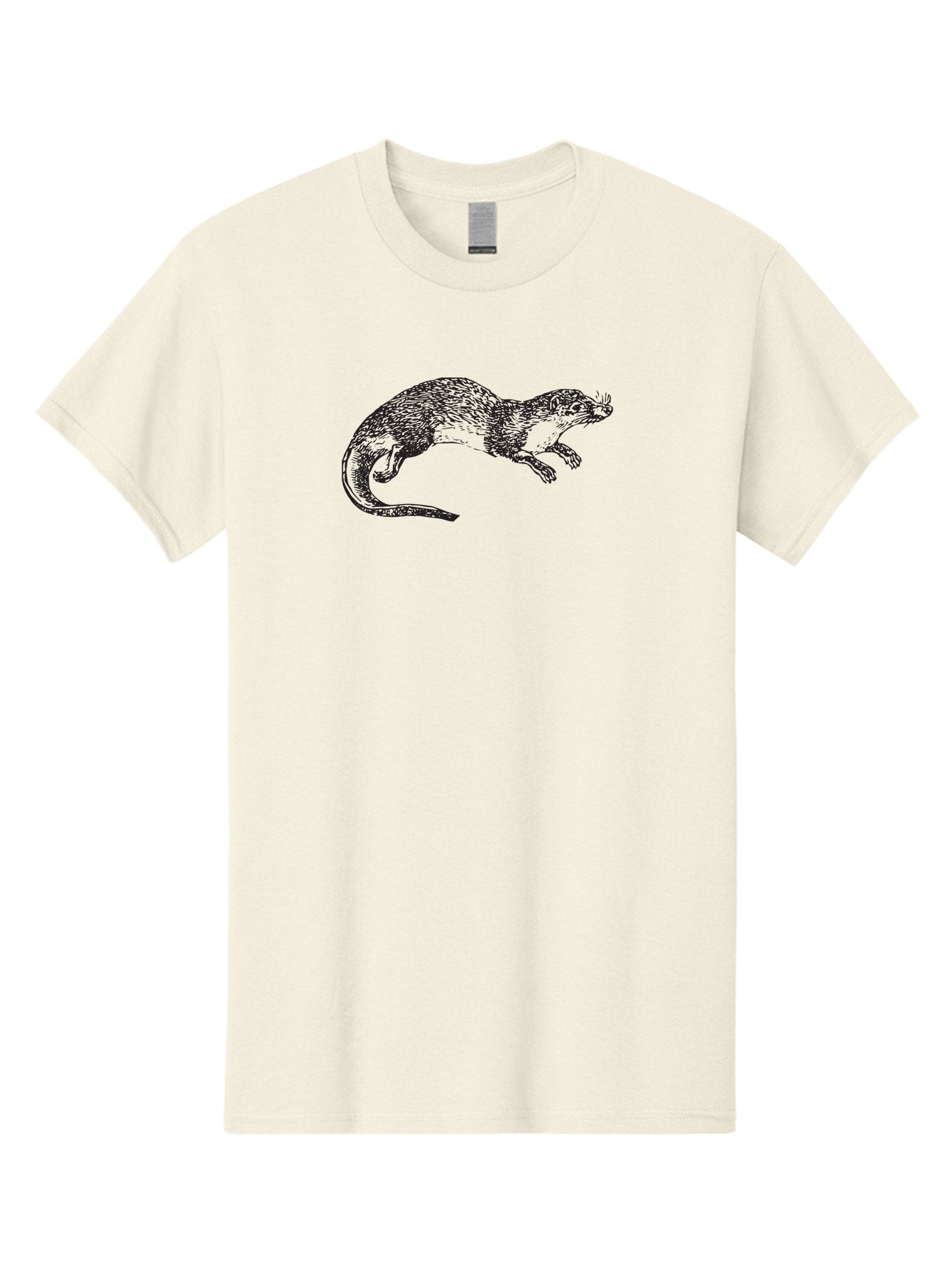Weasel Men'S Graphic Tee, 100% Cotton, Comfortable Casual Summer Wear, Machine Washable, Mongoose Animal, Wildlife Illustration, Hatching Texture, Black And Green, Carnivorous Mammal, Whiskers, Dynamic Pose, Detailed Artwork, Fur Texture Aad966
